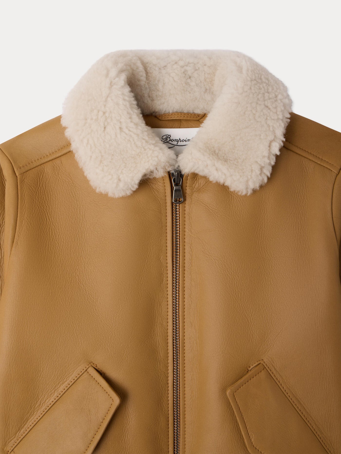 Bowie-Jacke aus Leder mit Kunstfellkragen