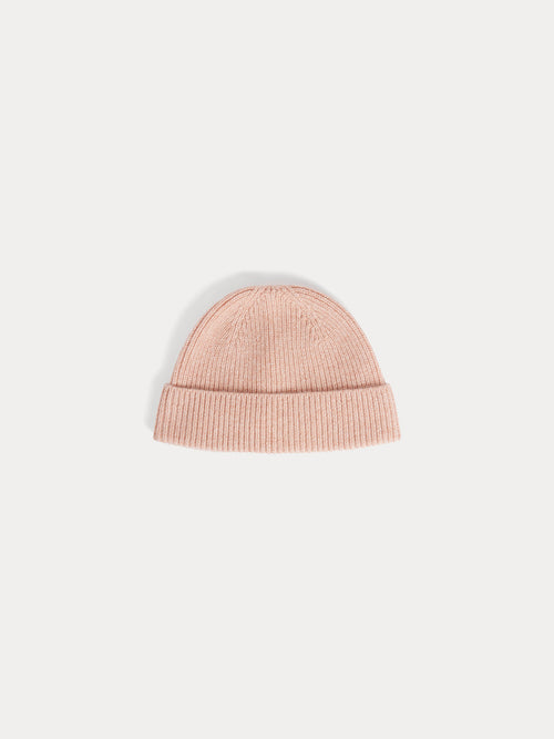 Bonnet Benny rose thé à revers en cachemire