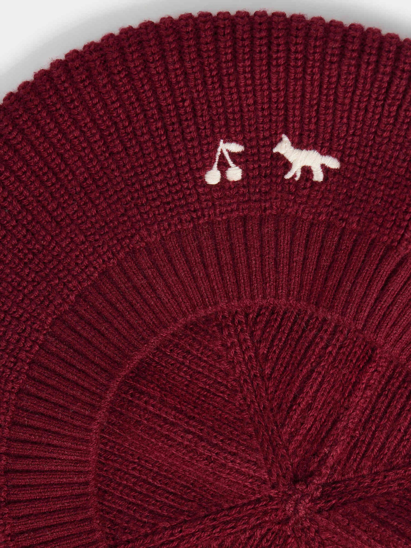 Bonpoint x Maison Kitsuné béret Mikaila brodé renard et cerise