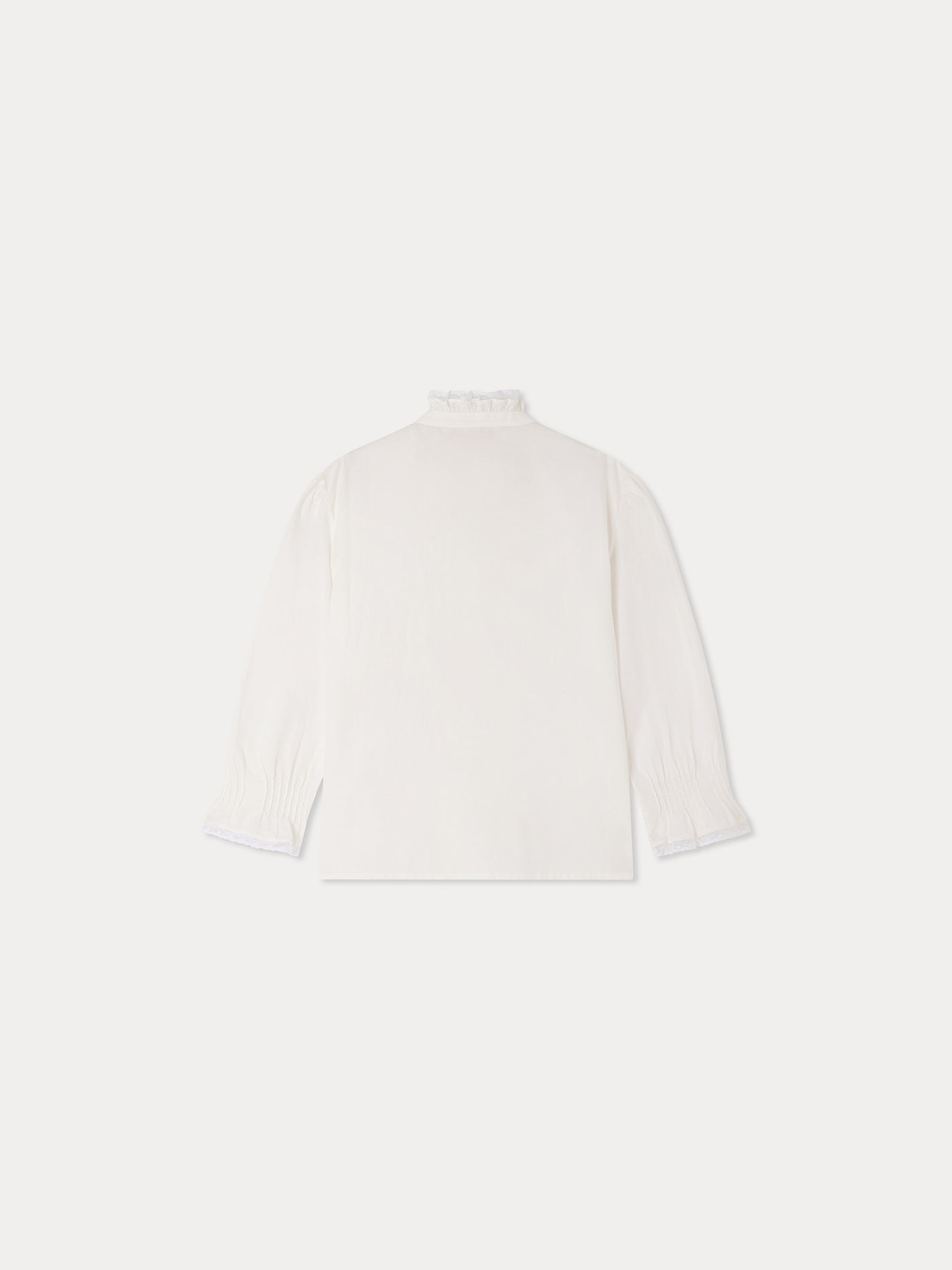 Blouse Melba à col volanté et dentelle de Calais en coton biologique