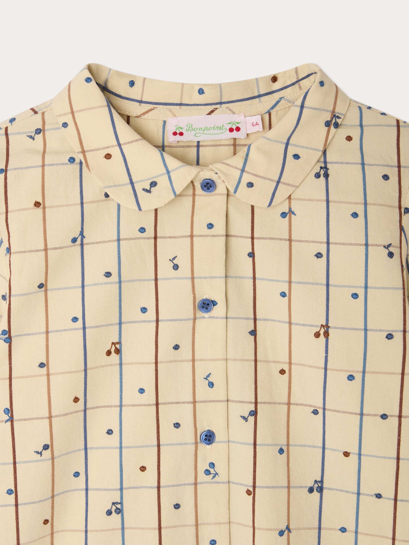 Blouse Maffa à cerises brodées main en coton biologique