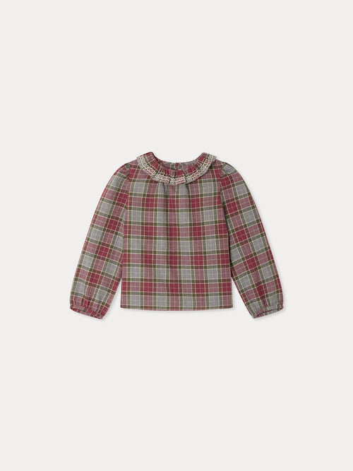Timber checked hand-embroidered blouse