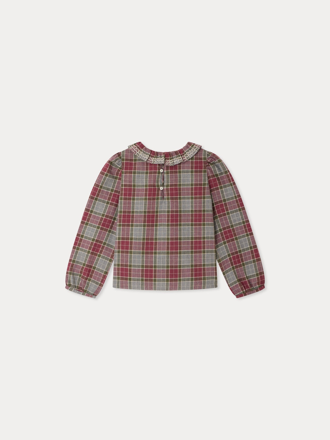 Timber checked hand-embroidered blouse