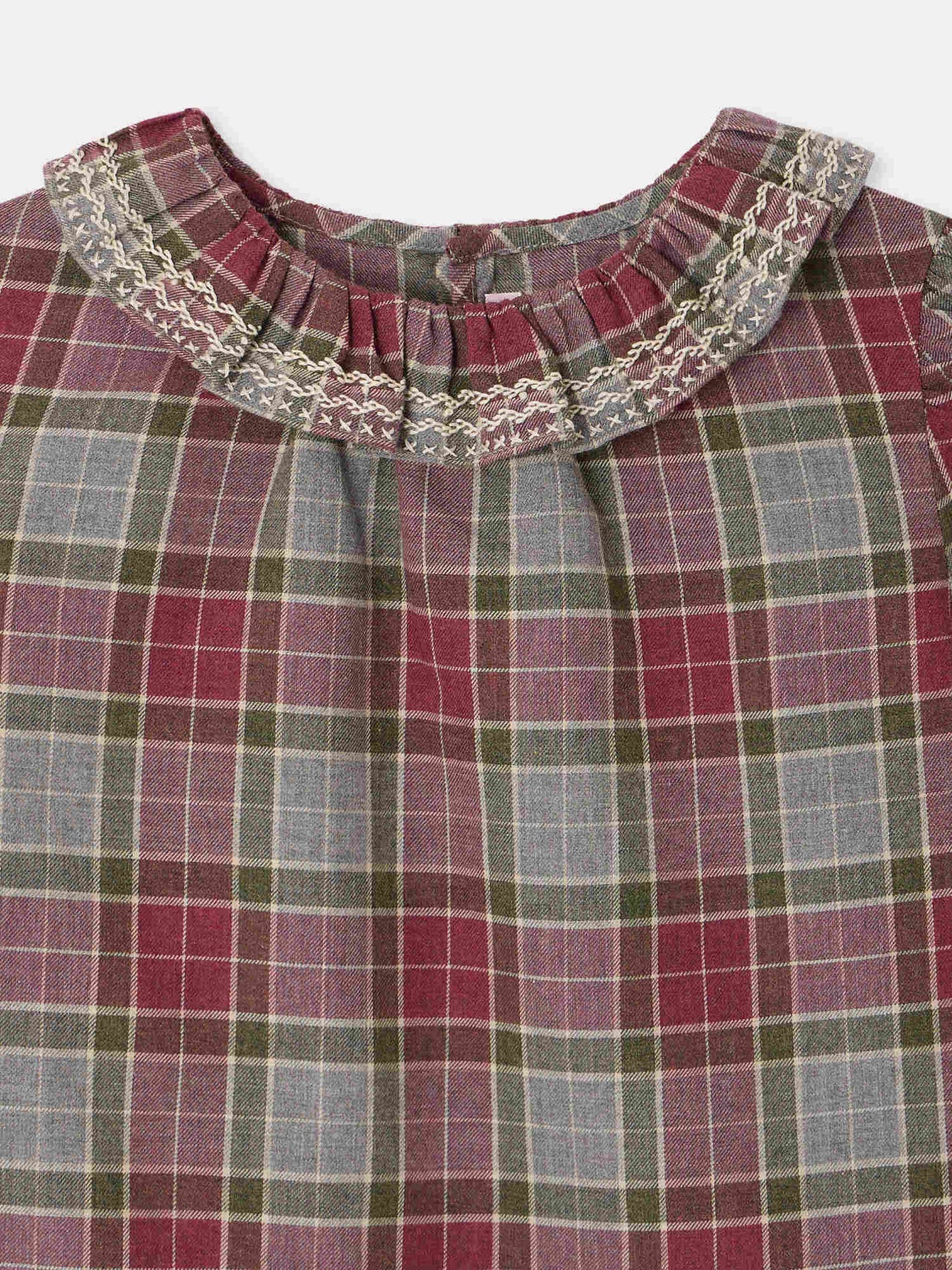 Timber checked hand-embroidered blouse