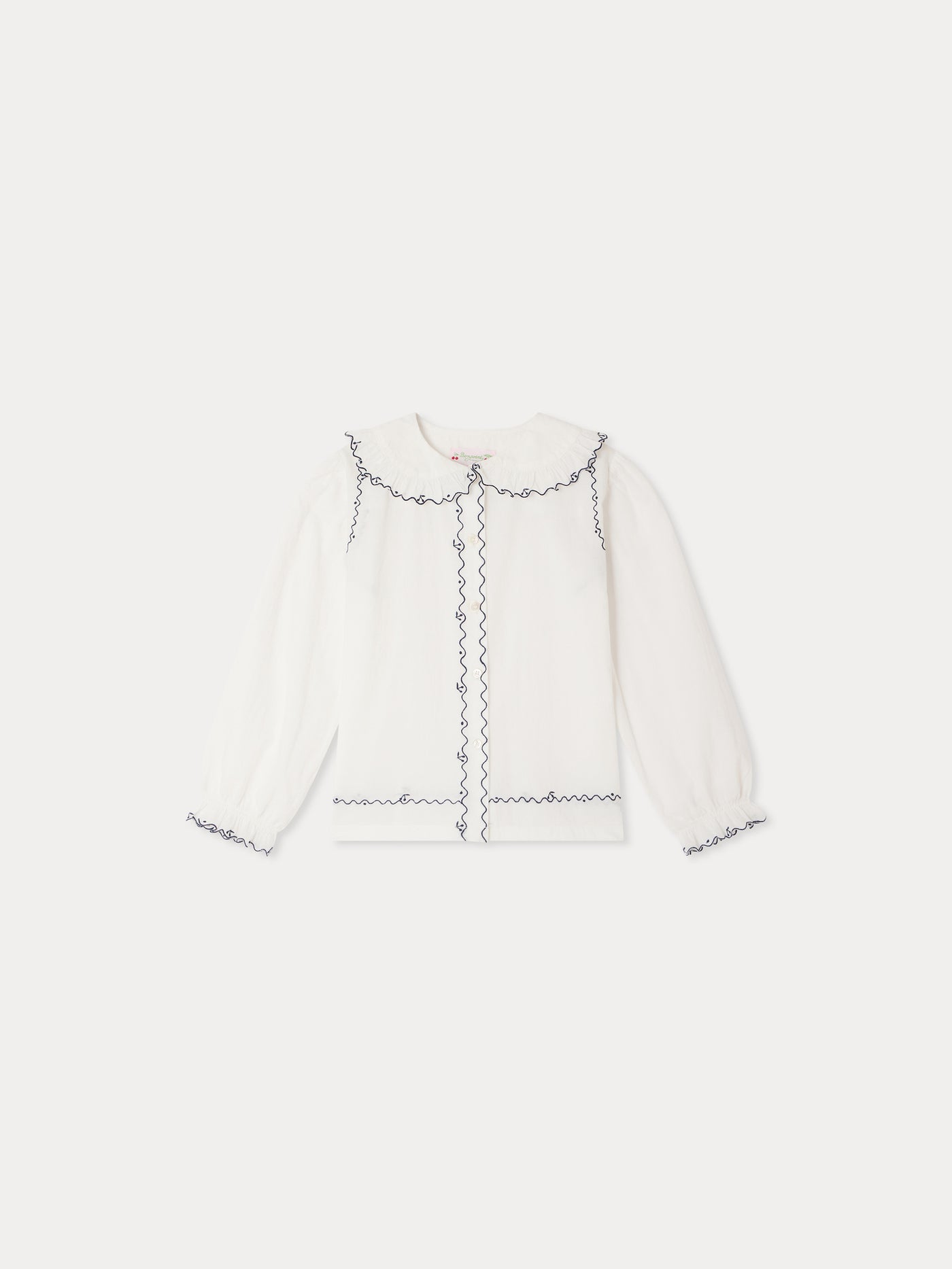 Blouse Maneke à col Claudine broderies en coton biologique