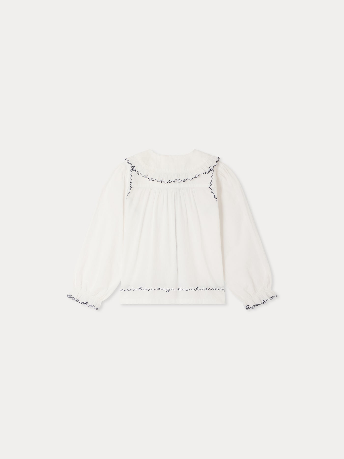Blouse Maneke à col Claudine broderies en coton biologique