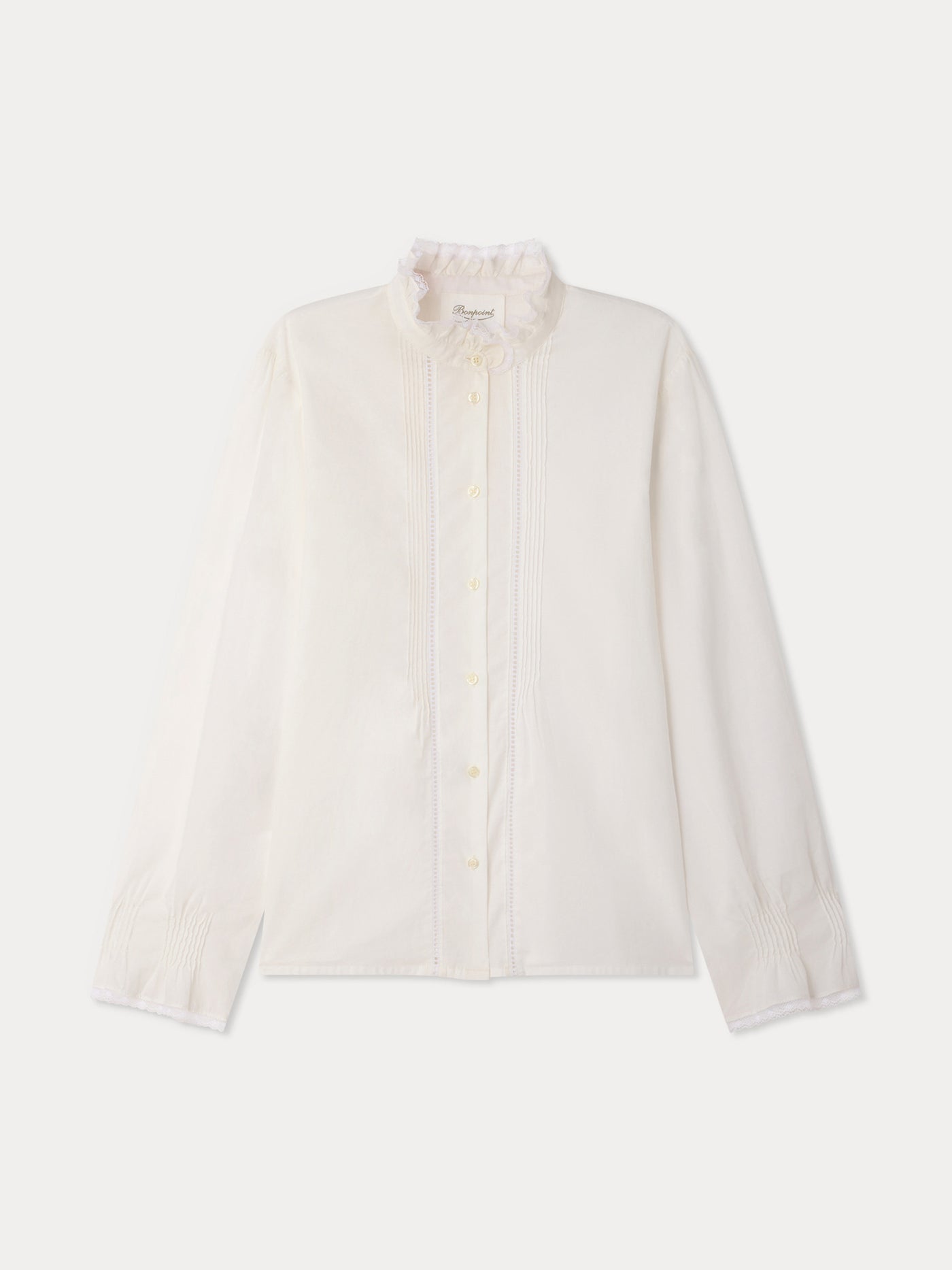 Melba Grown-Up Bluse mit Rüschenkragen und Calais-Spitze aus Bio-Baumwolle