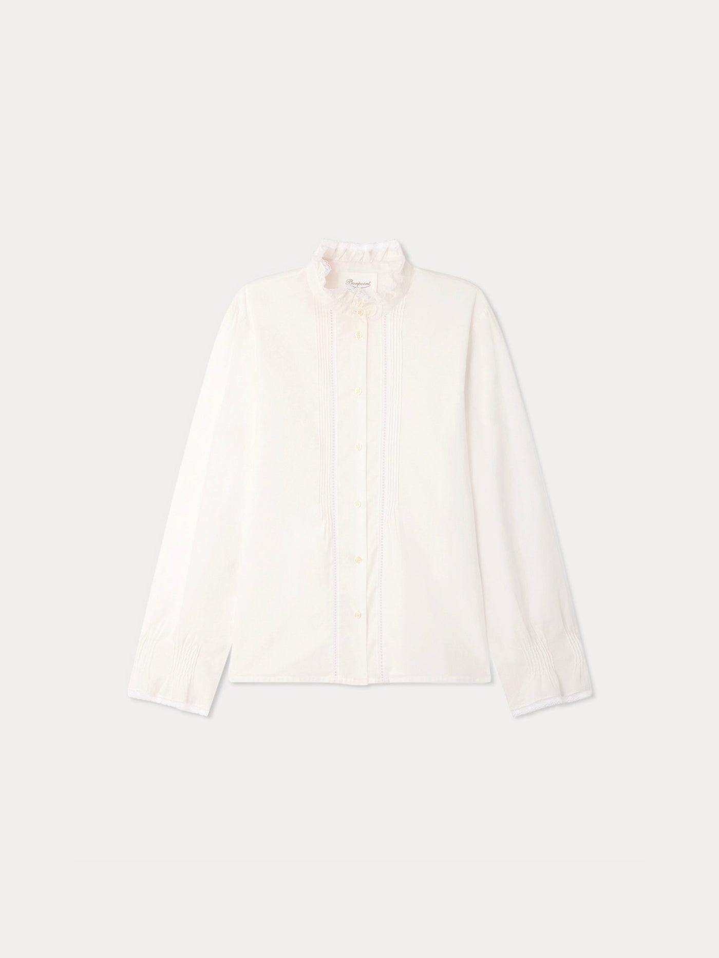 Blouse Melba Grown-Up à col volanté et dentelle de Calais en coton biologique