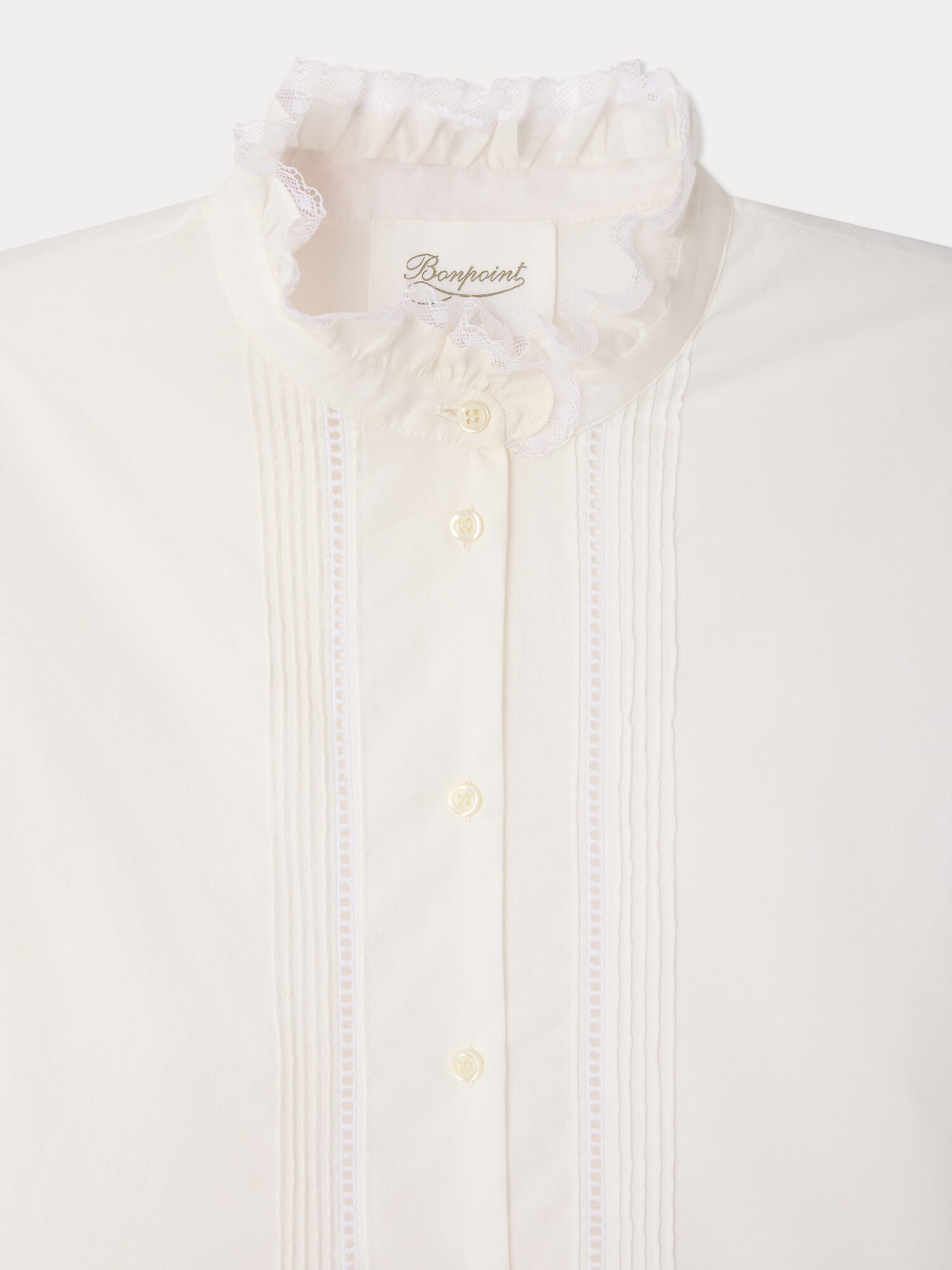 Melba Grown-Up Bluse mit Rüschenkragen und Calais-Spitze aus Bio-Baumwolle