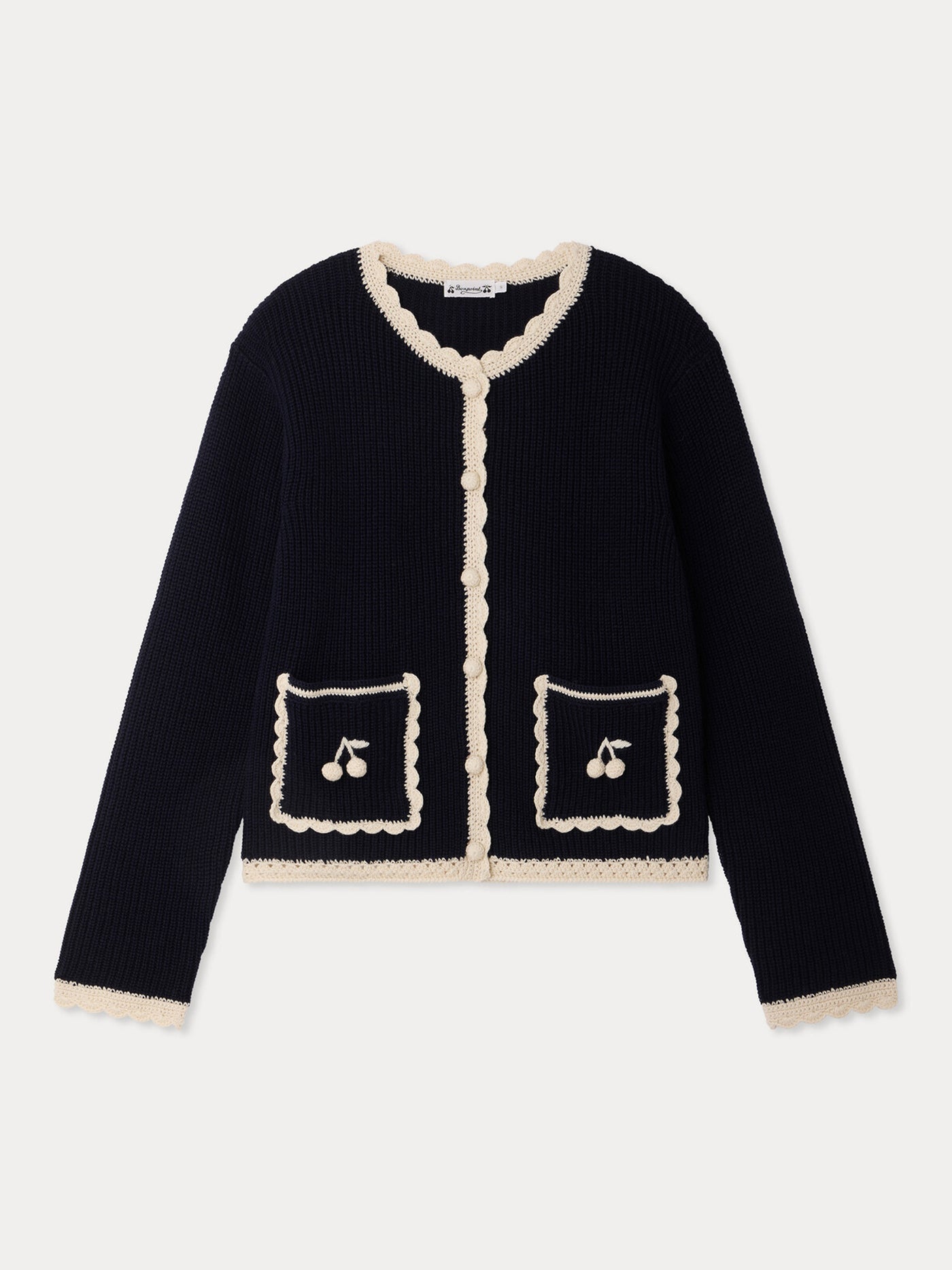 Marlys Grown-Up navy hand-crocheted cardigan