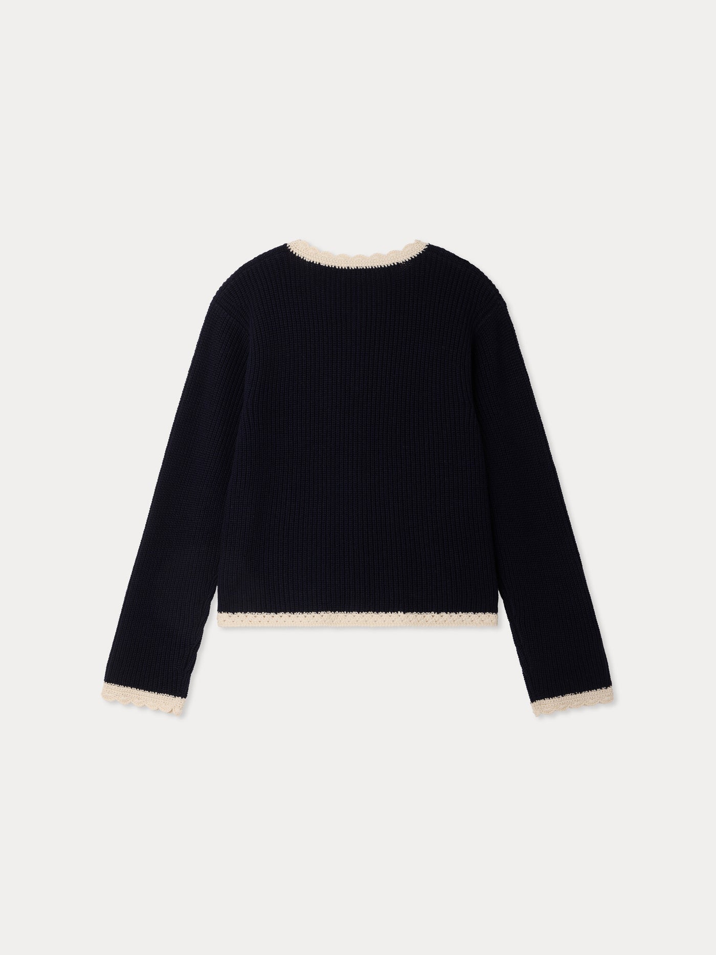 Marlys Grown-Up navy hand-crocheted cardigan