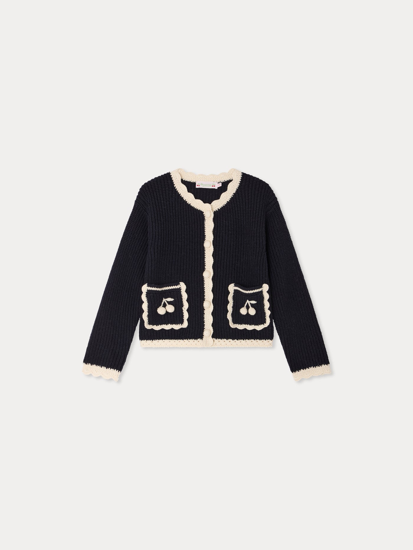 Cardigan Marlys marine crocheté à la main