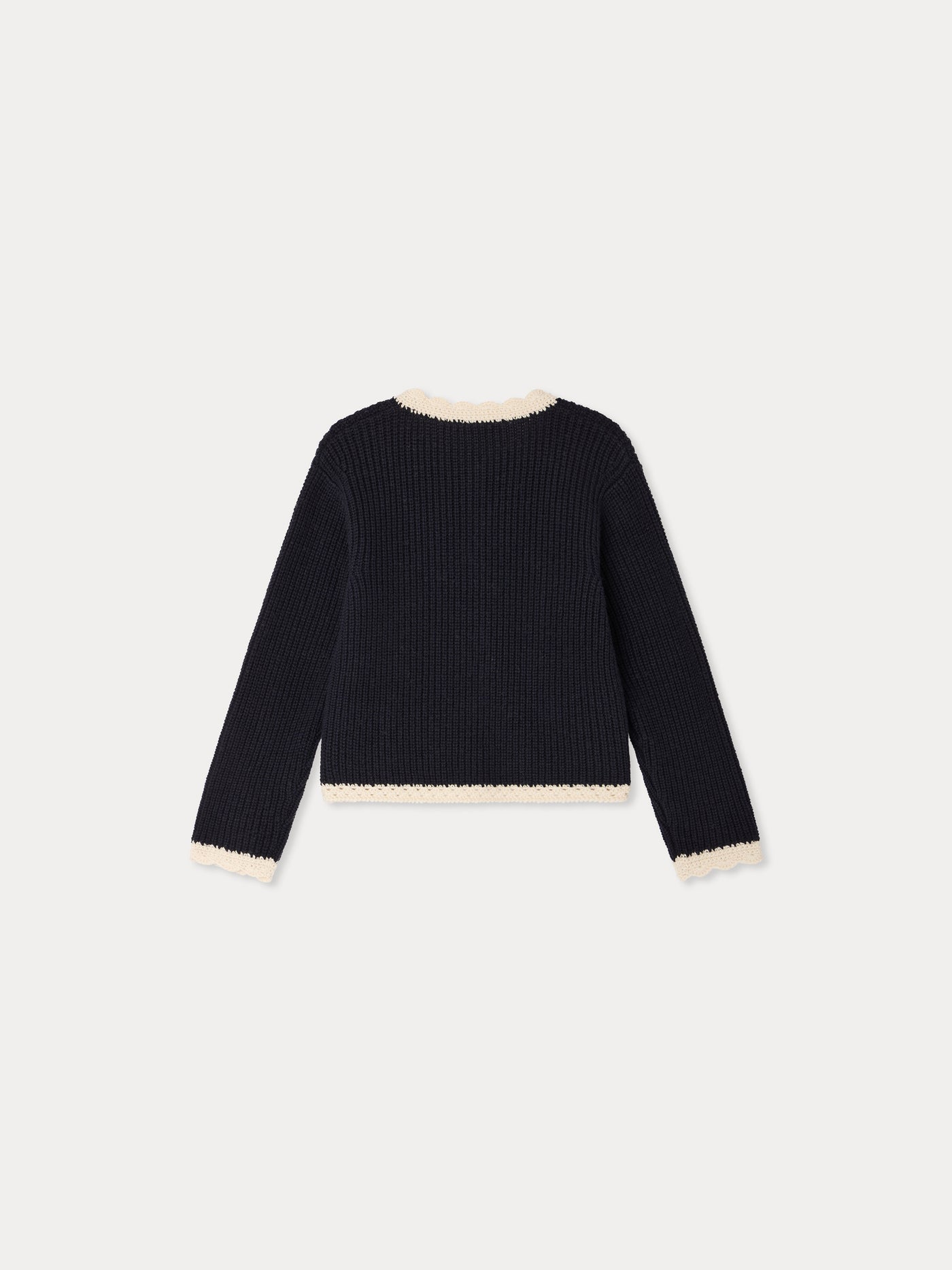 Cardigan Marlys marine crocheté à la main