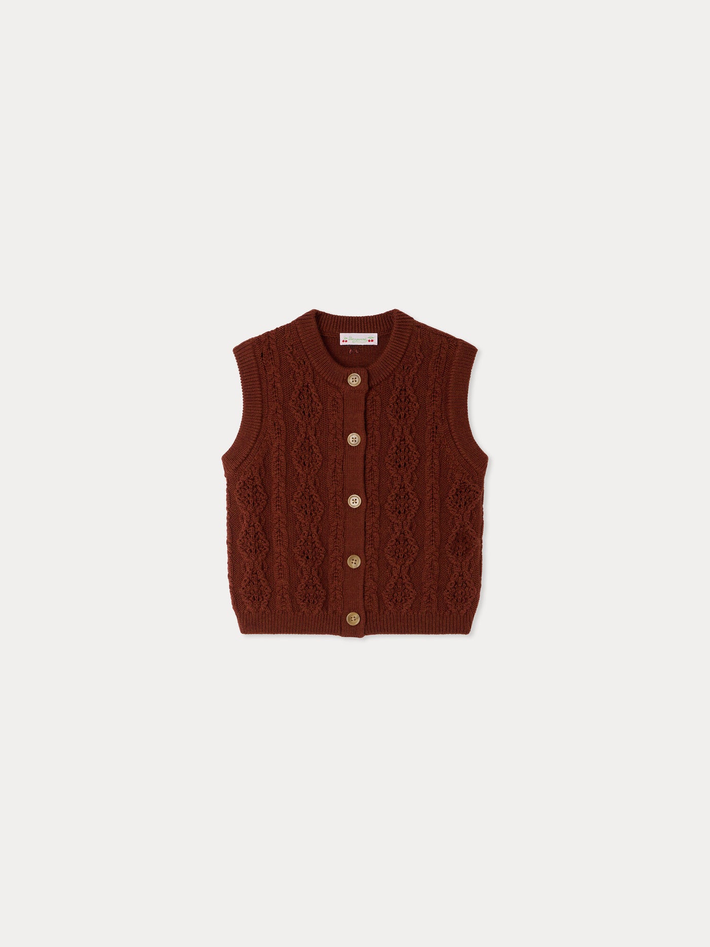 Ärmelloser Cardigan Maia mit Zopfmuster aus Wolle