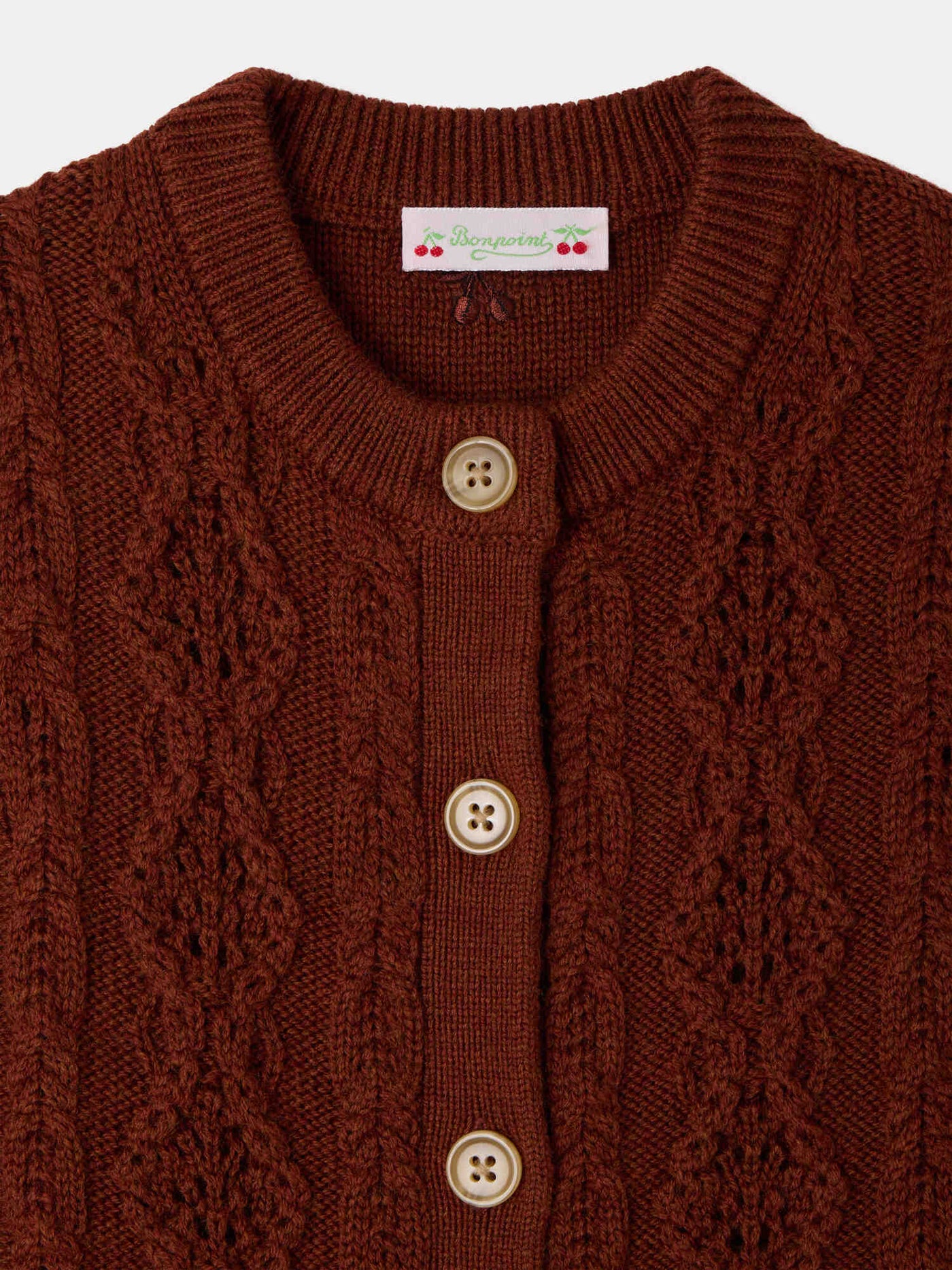 Ärmelloser Cardigan Maia mit Zopfmuster aus Wolle
