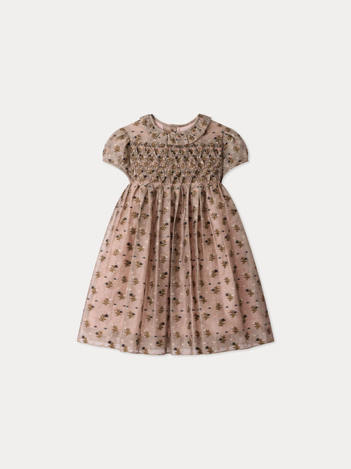 Kleid Aurelie gesmokt und handbestickt aus Organza