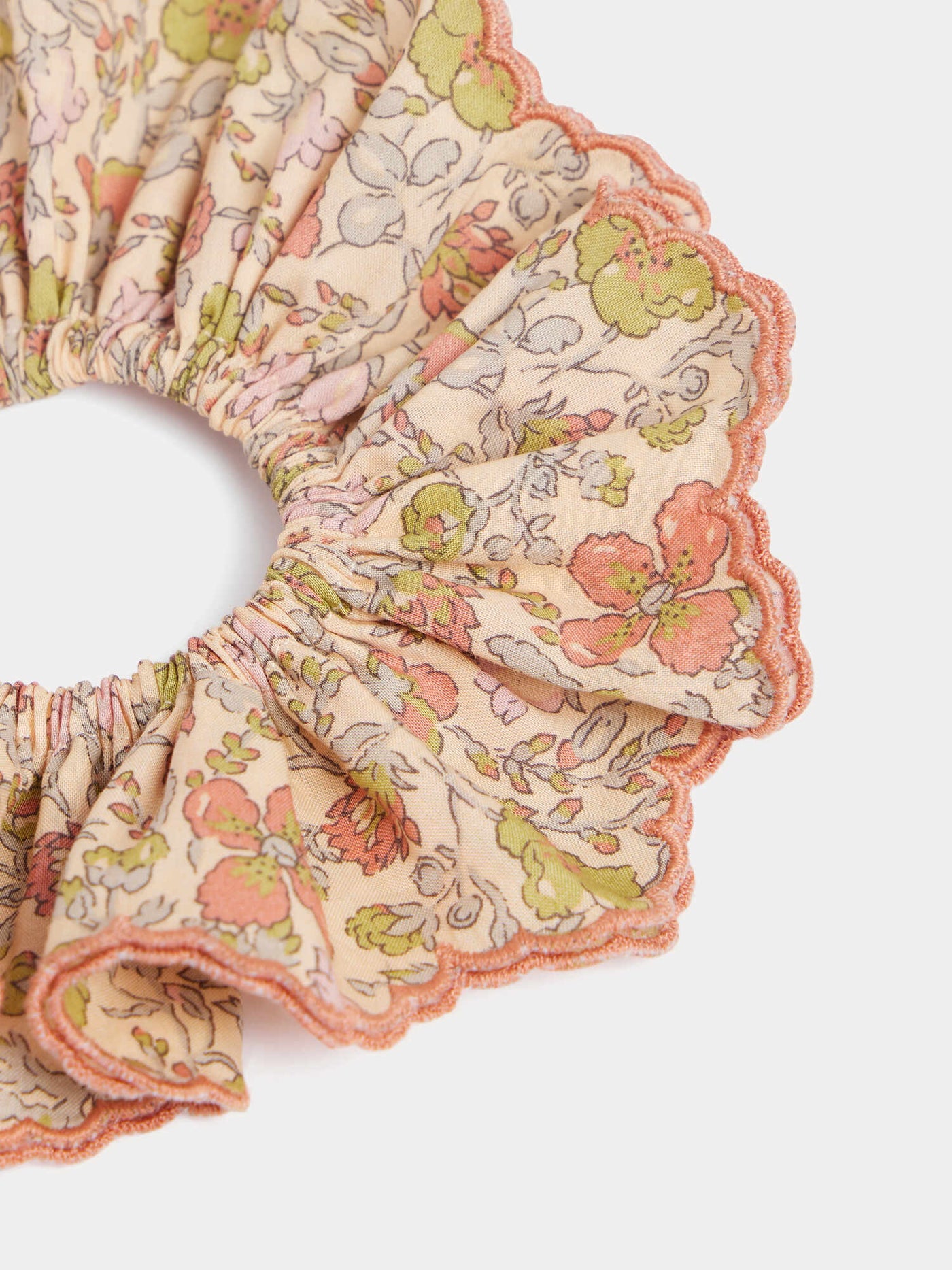 Lilium scrunchie in embroidered Liberty fabric in organic cotton