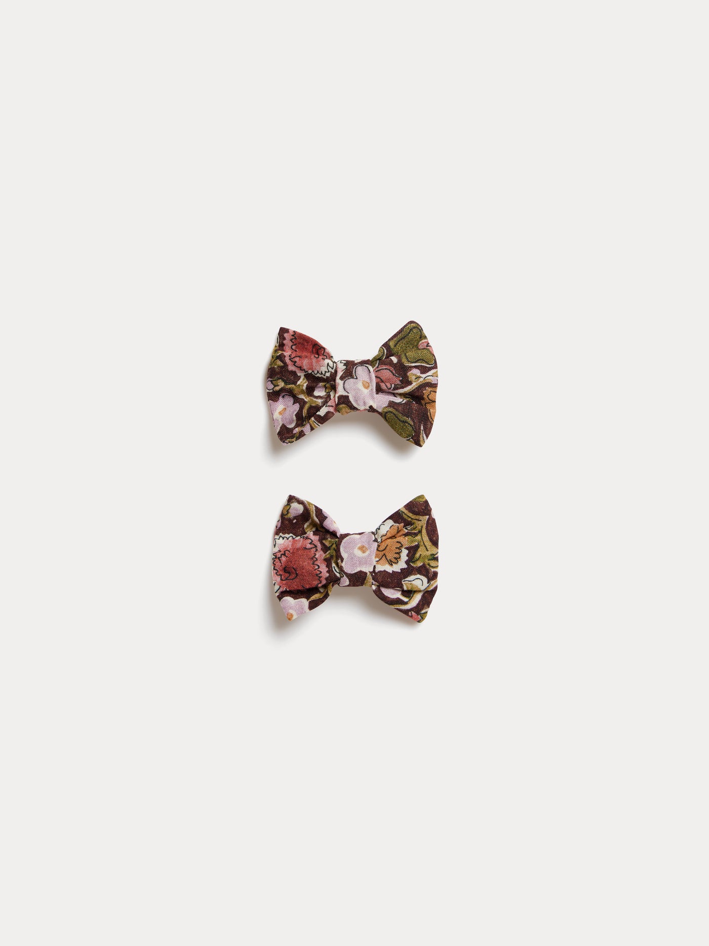 Miniclic hair clips in aubergine Liberty fabric in organic cotton