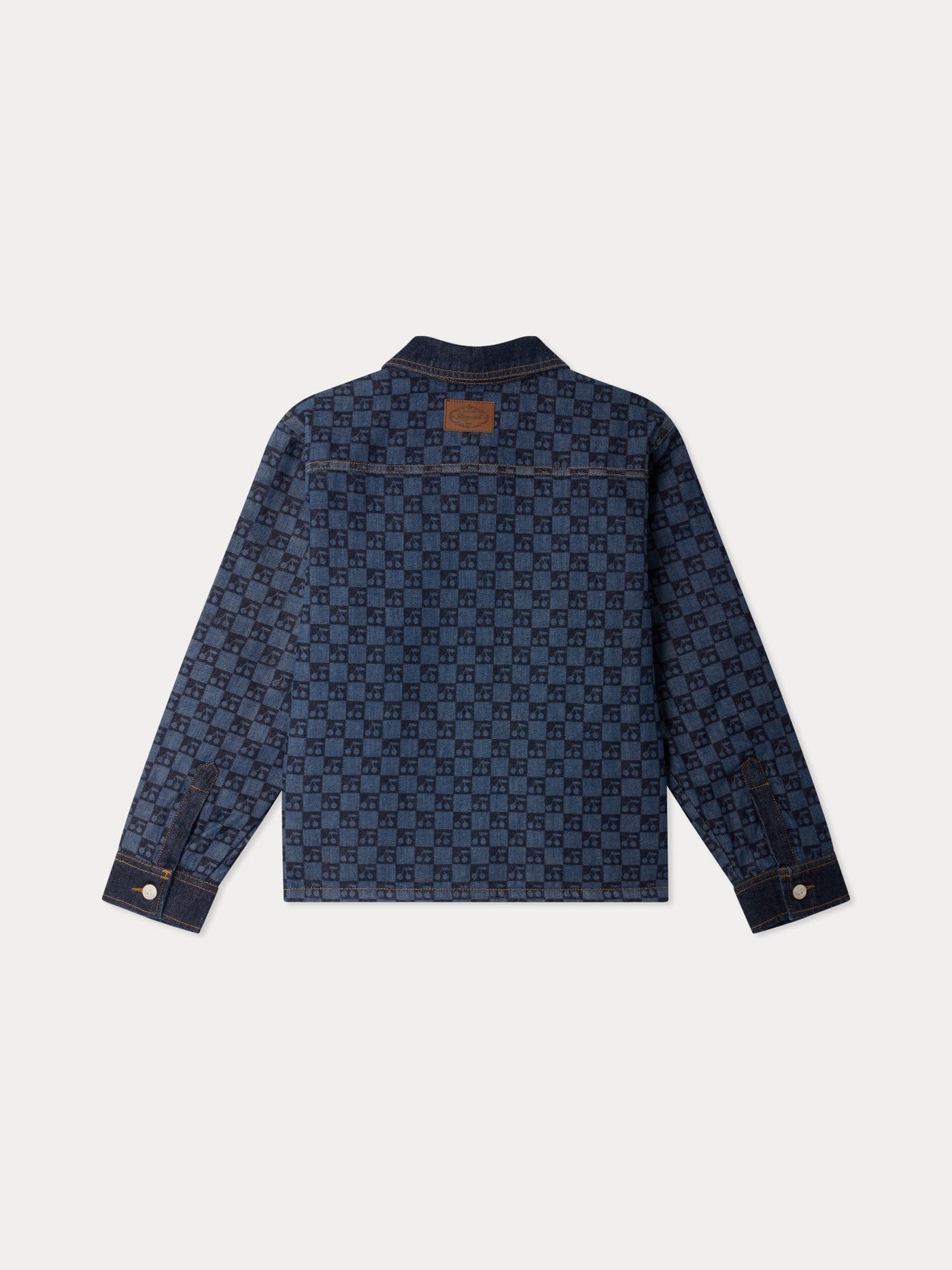 Marity Grown-Up wattierte Jacke mit Bubikragen und Kirsch-Karo-Print aus Bio-Baumwolle