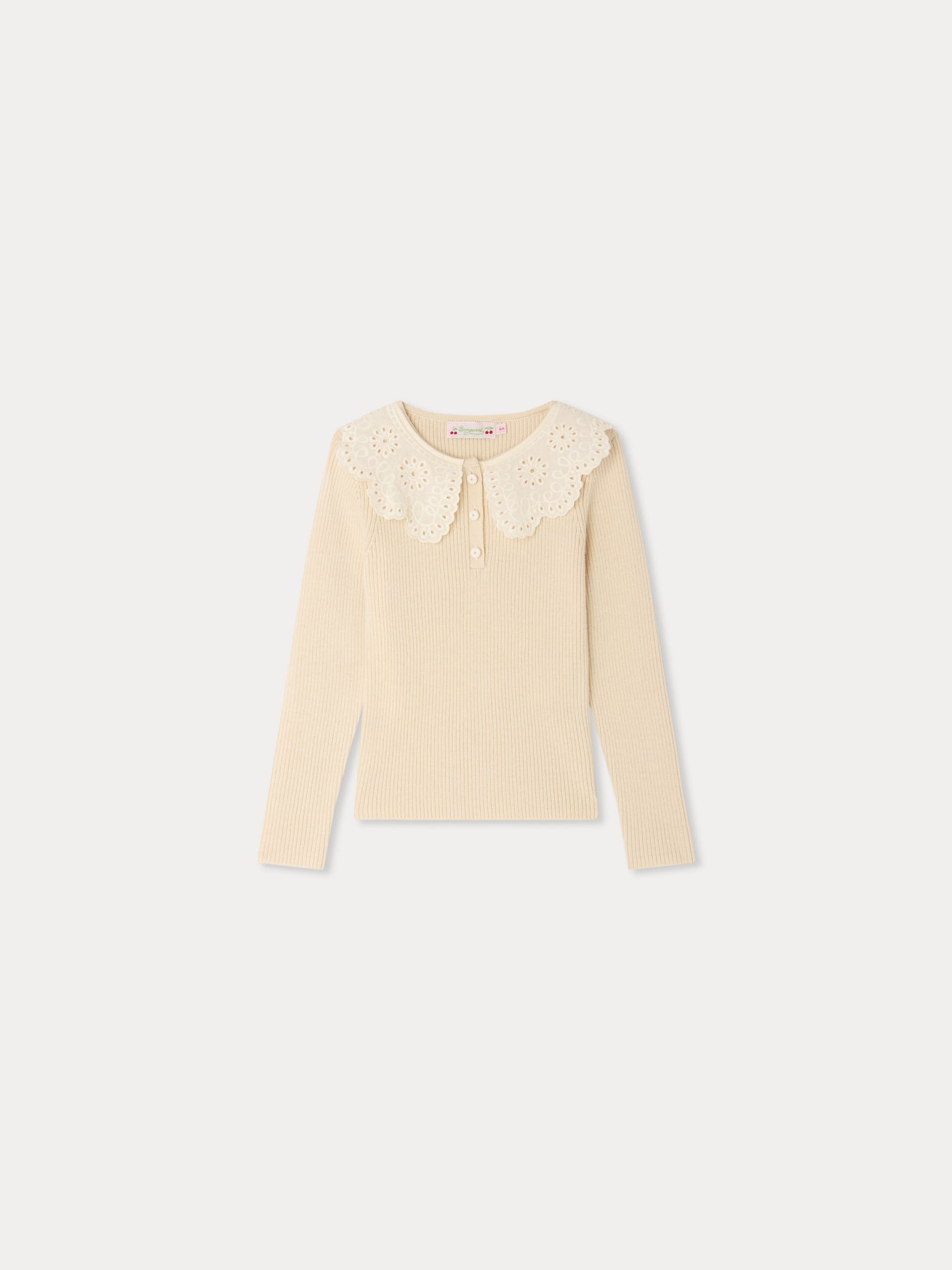 Maud sweater with ruffled Peter Pan collar in wool and cotton