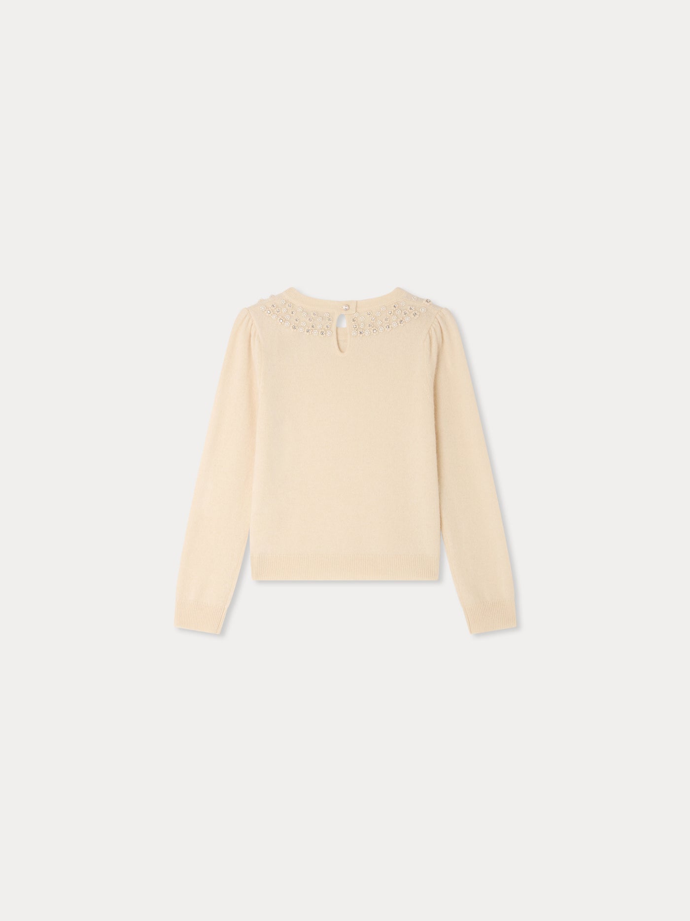 Pull Maonie faux col perles brodees main en cachemire
