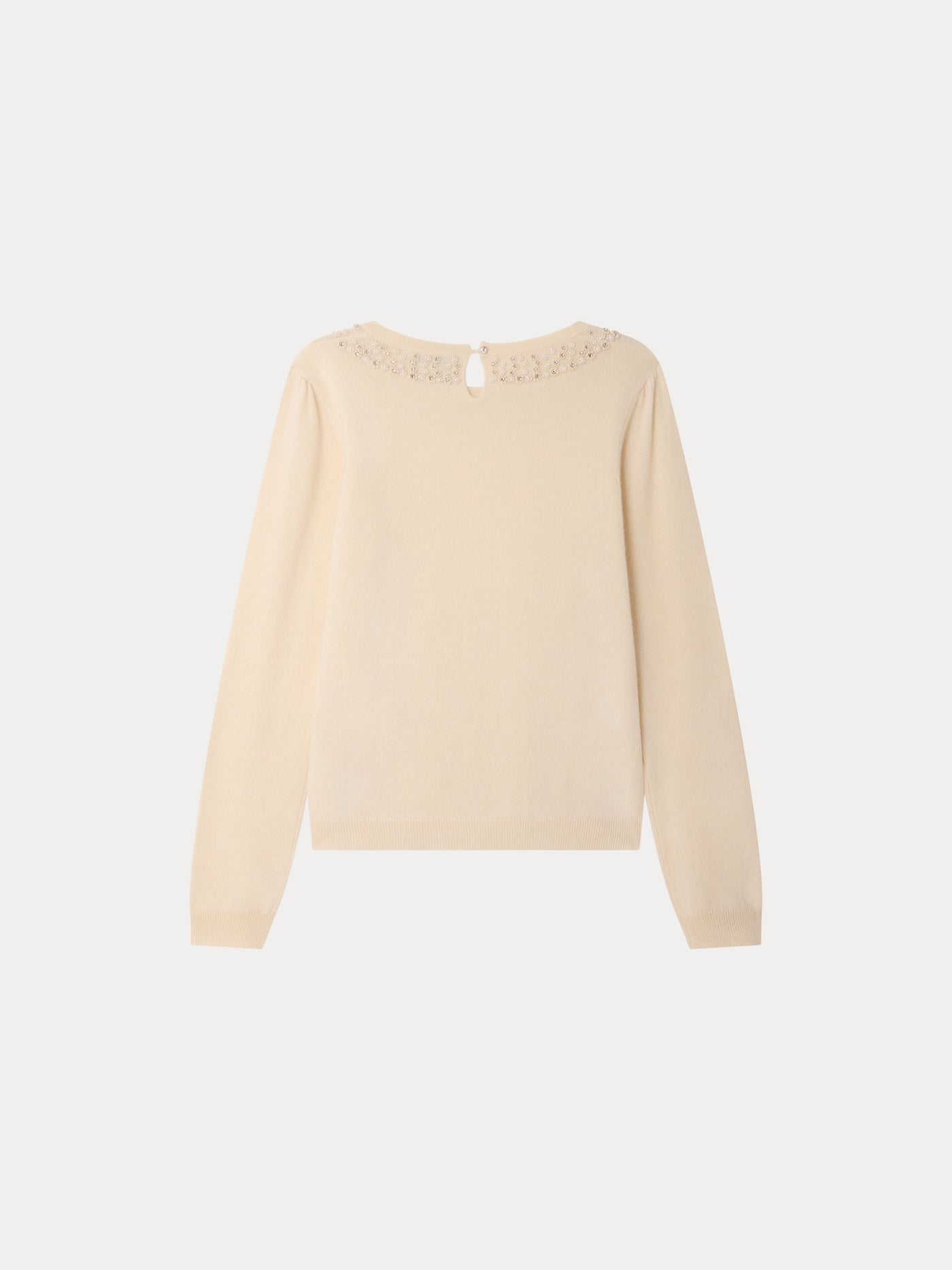 Maonie Grown-Up Kaschmirpullover mit Kunstkragen und handbestickten Perlen