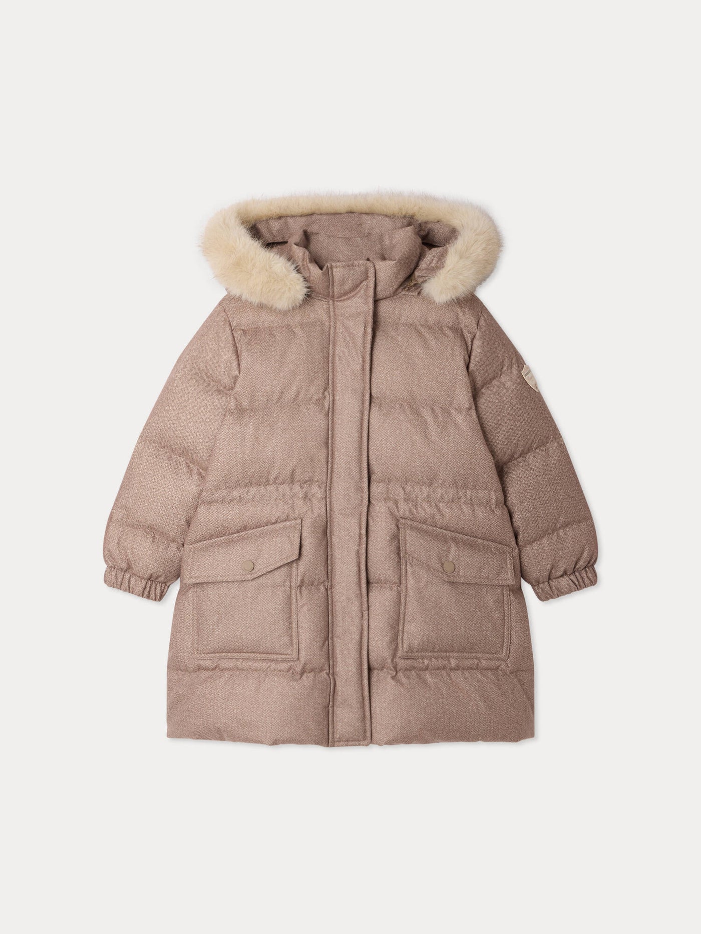 Moirana long padded jacket, waterproof, with removable fur hood