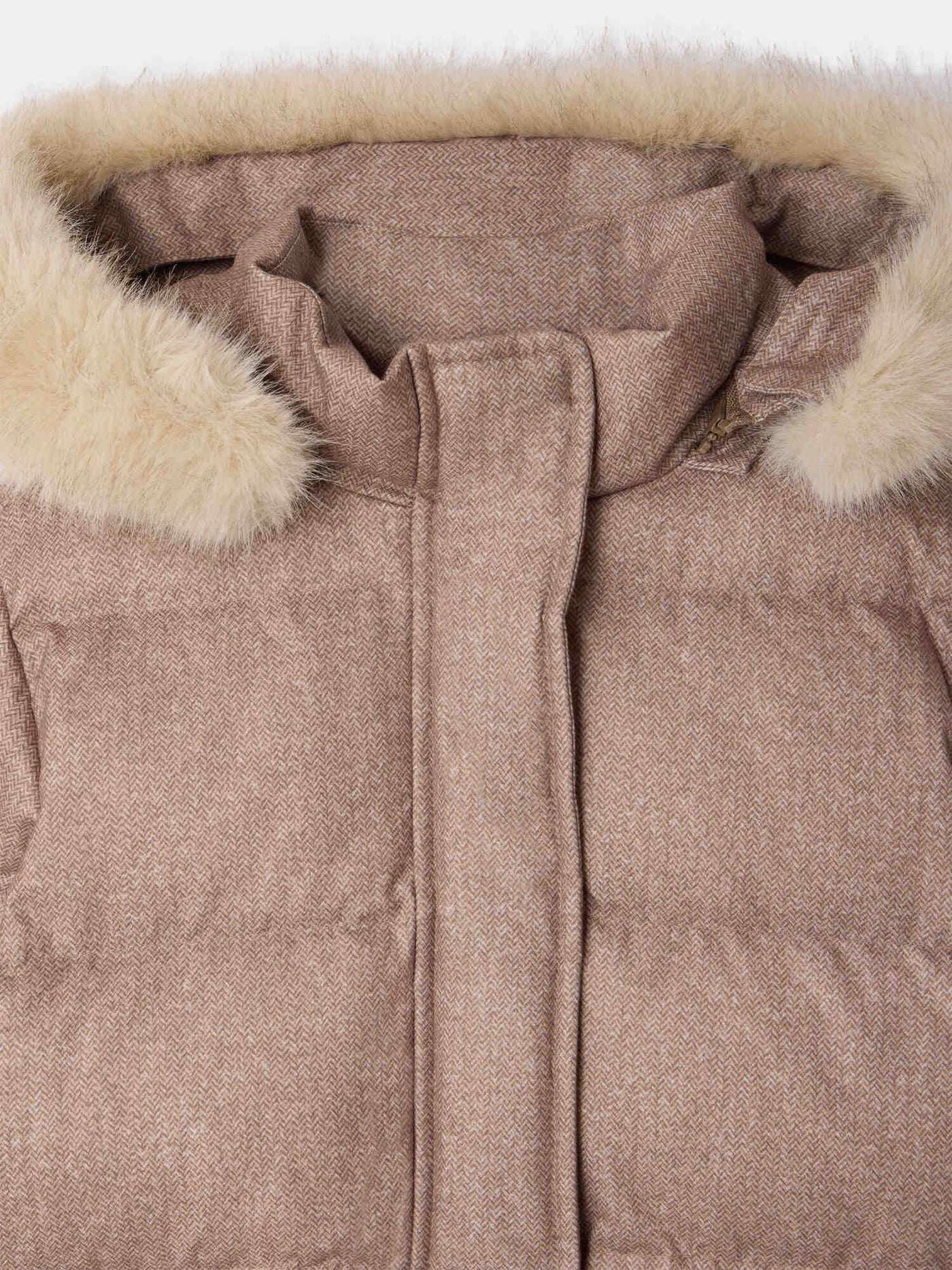 Moirana long padded jacket, waterproof, with removable fur hood