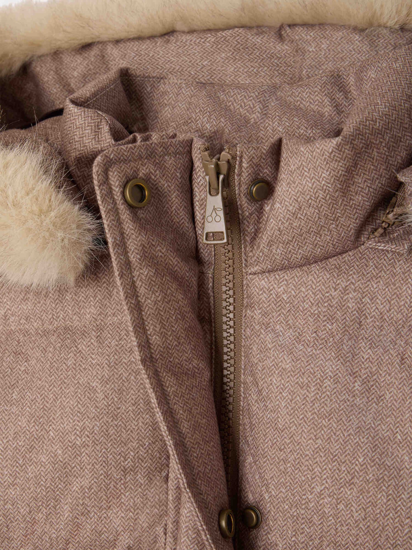 Moirana long padded jacket, waterproof, with removable fur hood