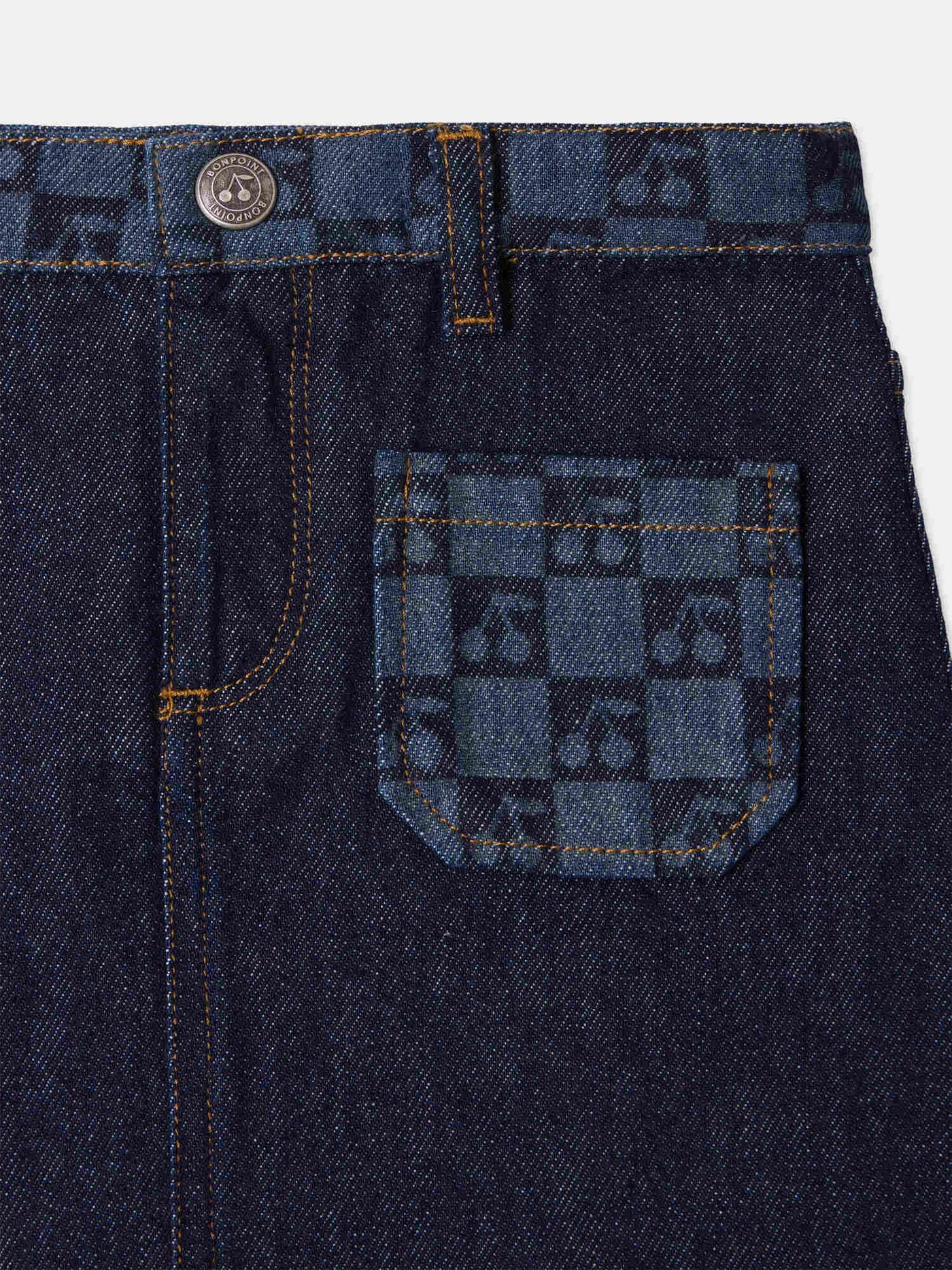 Tison Jeansrock mit Kirsch-Karo-Print aus Bio-Baumwolle