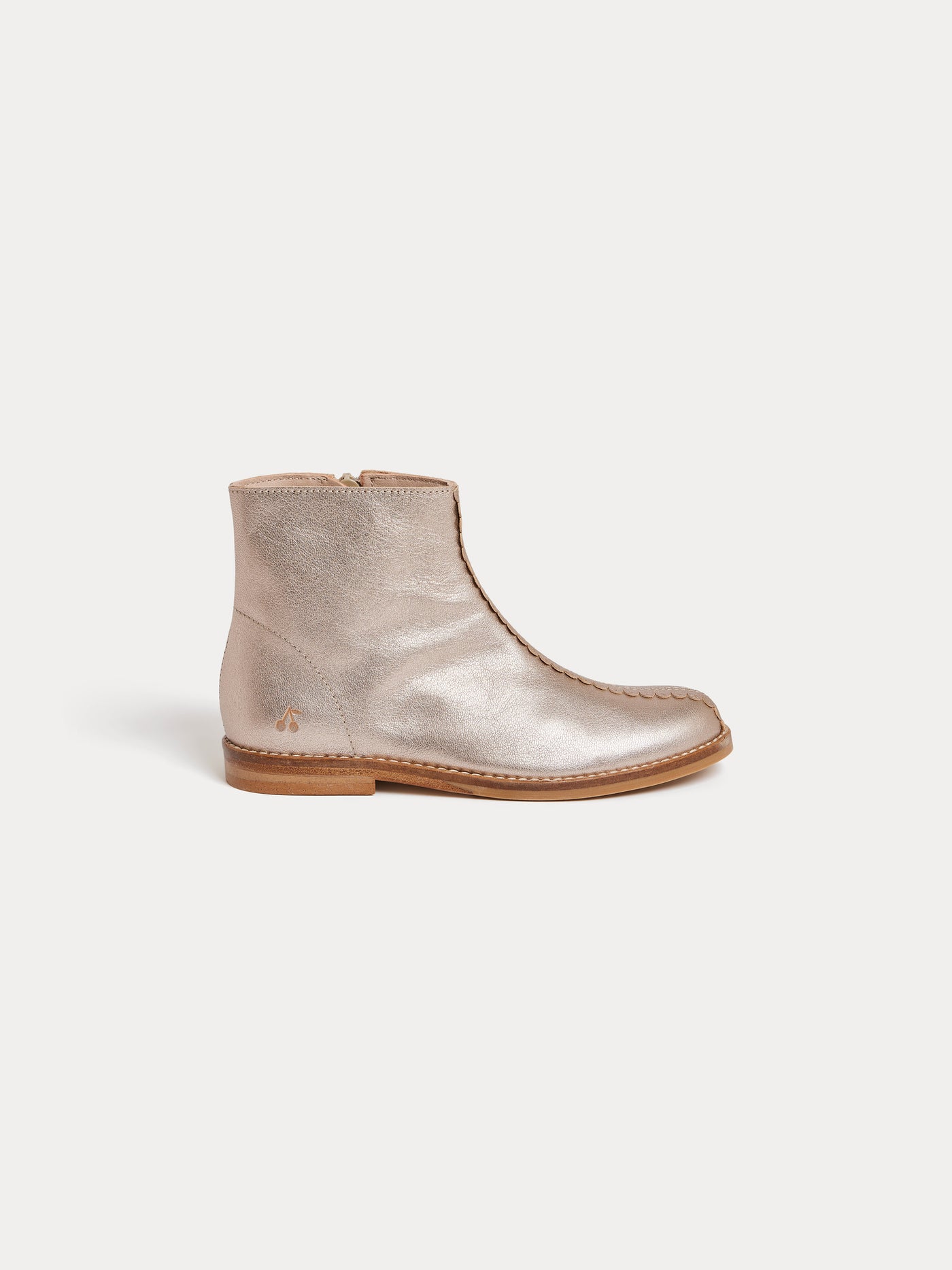 Bottine Milie or a zip et festons en cuir