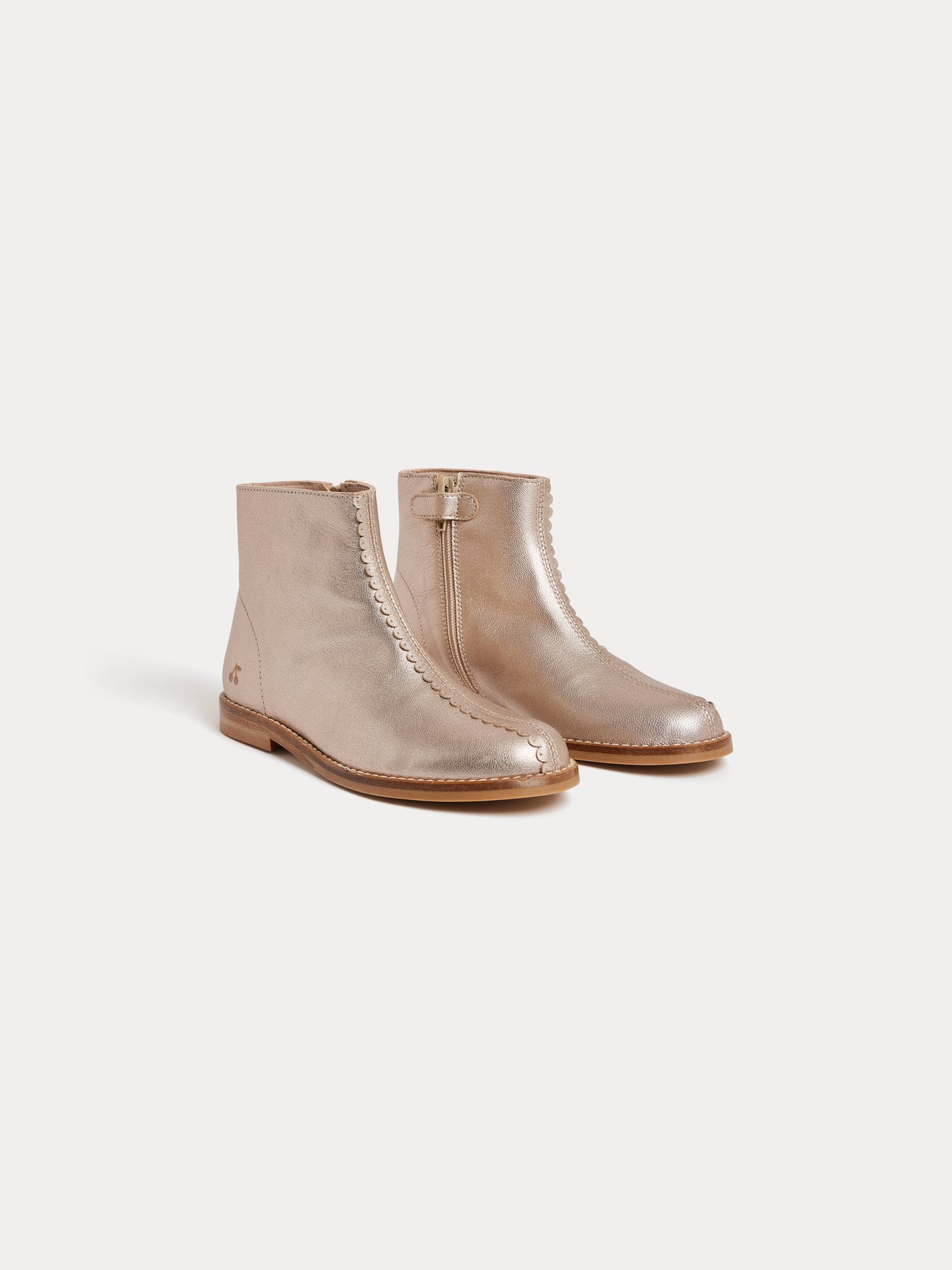Bottine Milie or a zip et festons en cuir