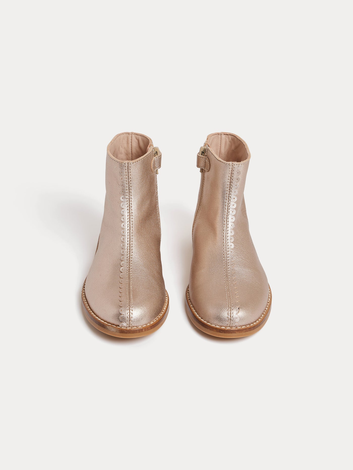 Bottine Milie or a zip et festons en cuir