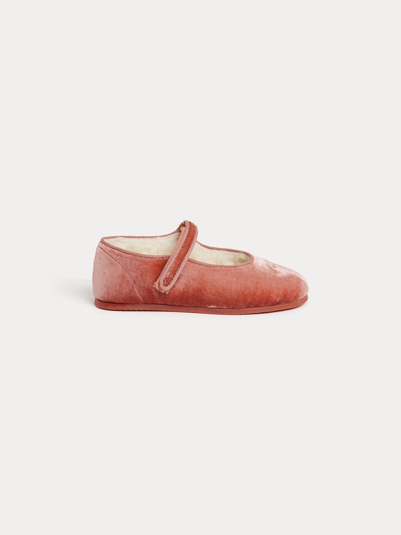 Ellaro Hausschuh in verblasstem Rosa aus Samt und Kunstfell