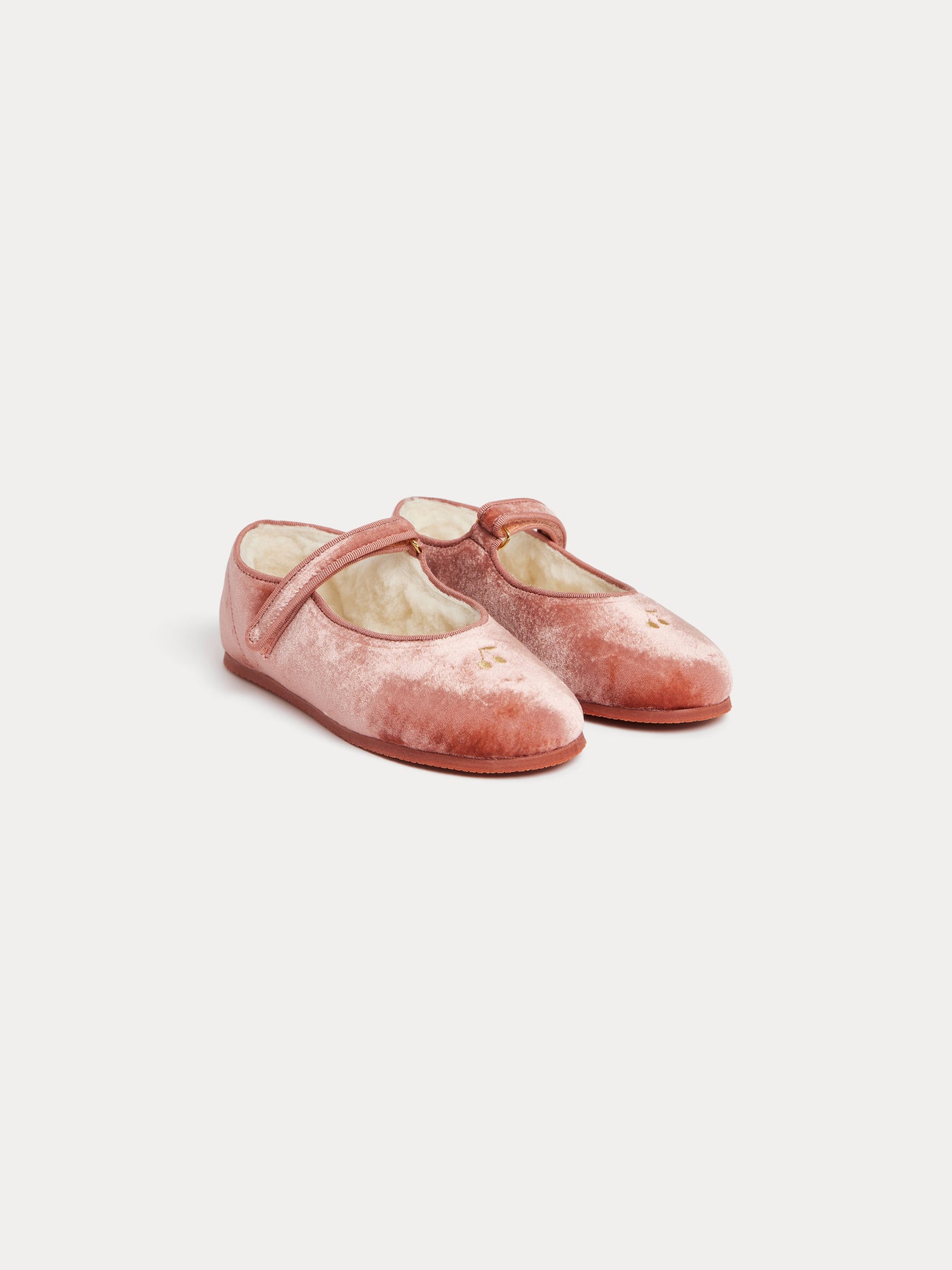 Ellaro Hausschuh in verblasstem Rosa aus Samt und Kunstfell