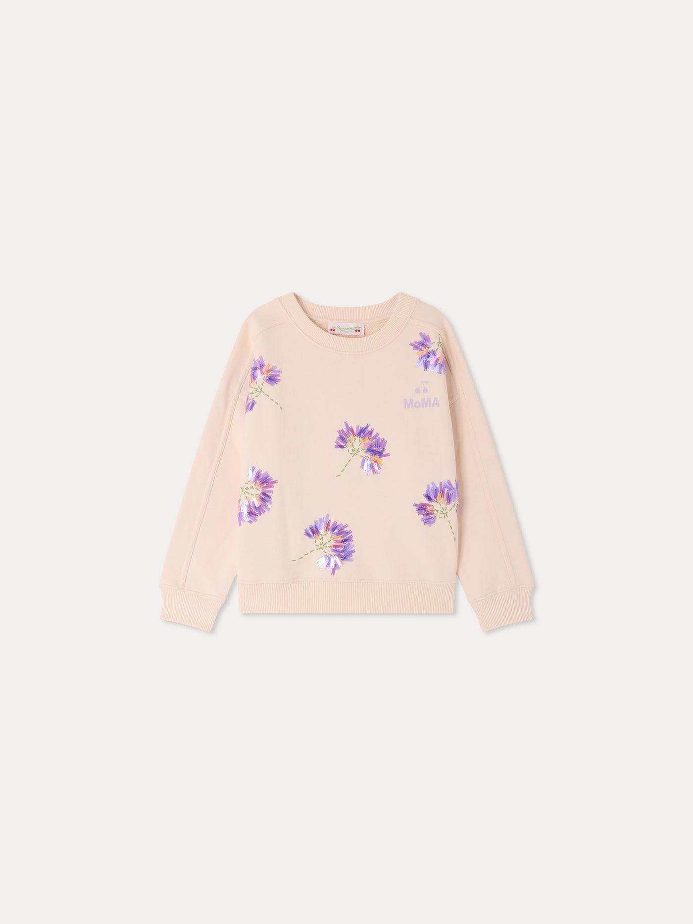 Bonpoint x MoMA Sweatshirt Minet mit Blumen und Perlen aus Bio-Baumwolle