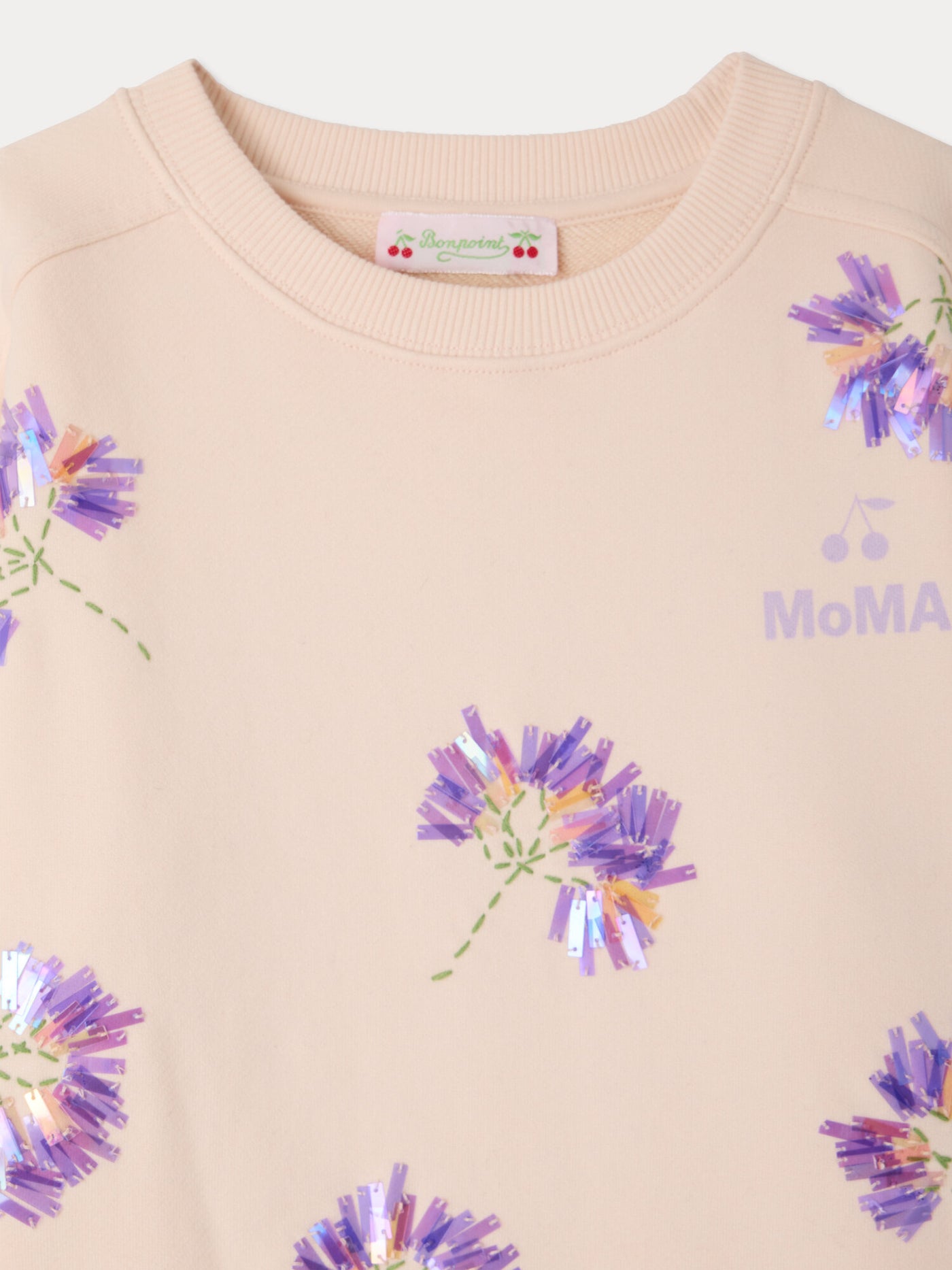 Bonpoint x MoMA Sweatshirt Minet mit Blumen und Perlen aus Bio-Baumwolle