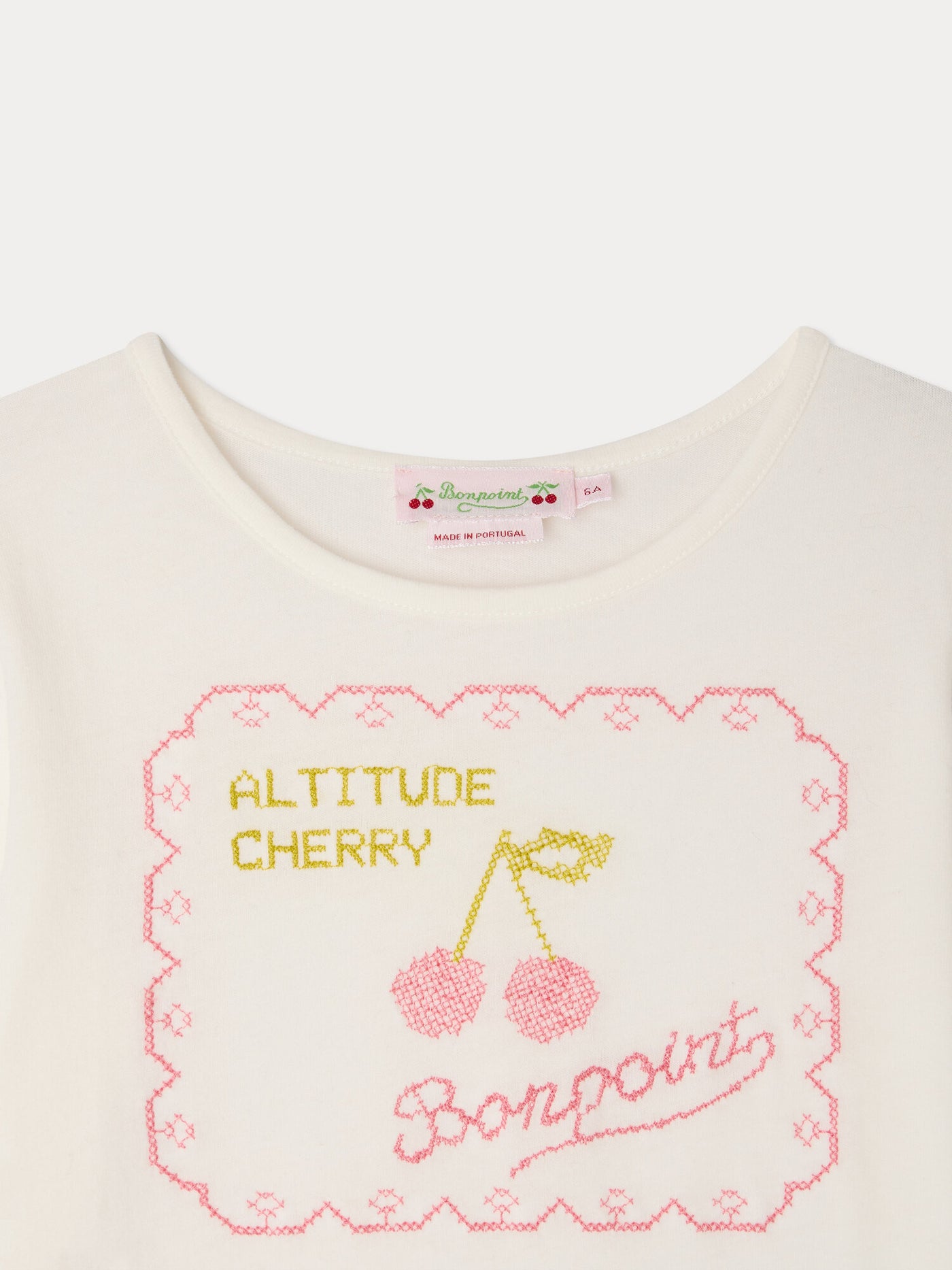 T-shirt Gracieuse with Altitude Cherry embroidery in organic cotton
