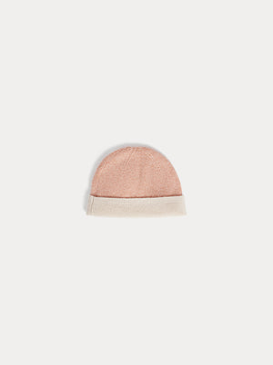 Bonnet Darbo rose bicolore à revers en cachemire
