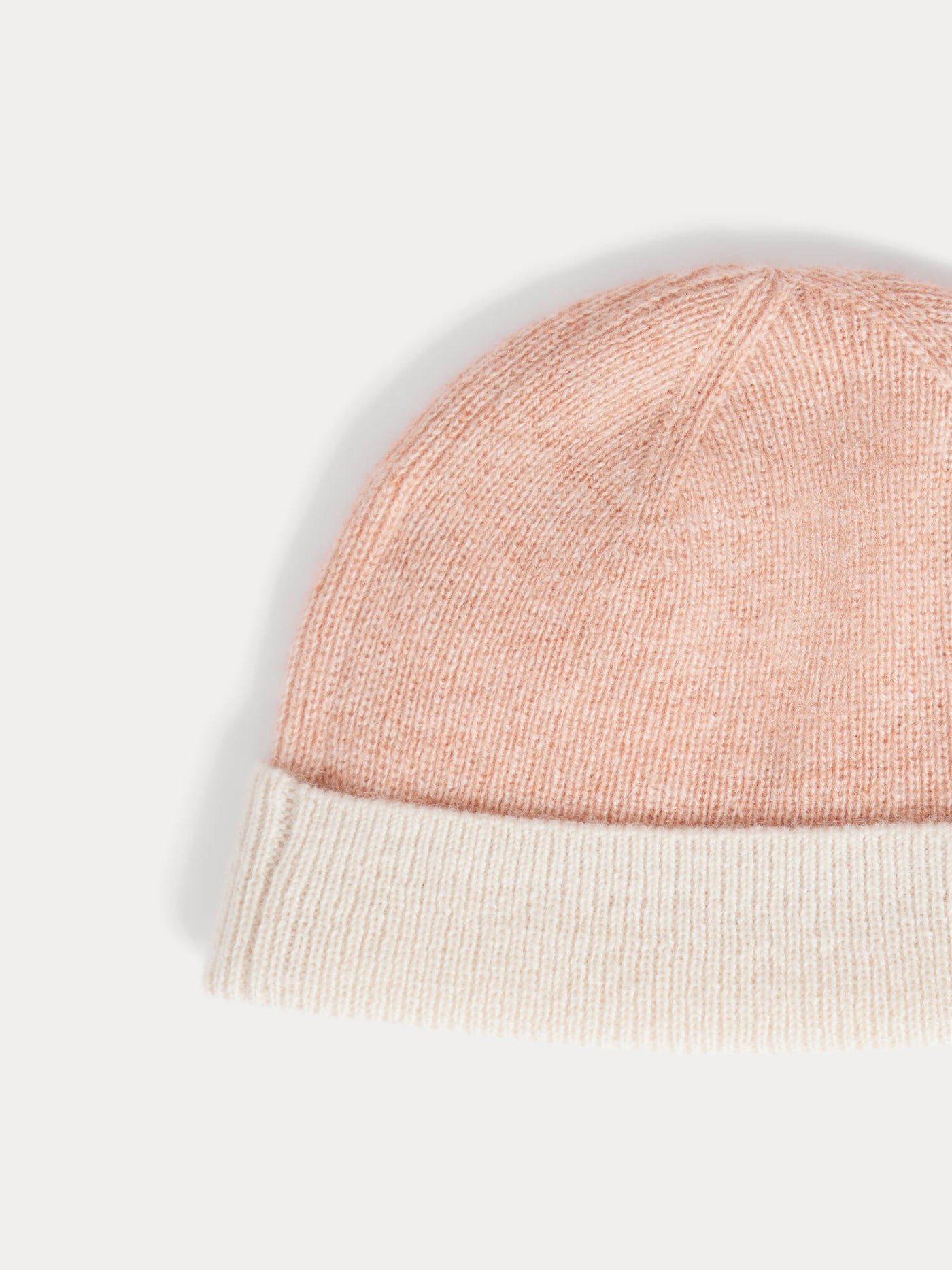Bonnet Darbo rose bicolore à revers en cachemire