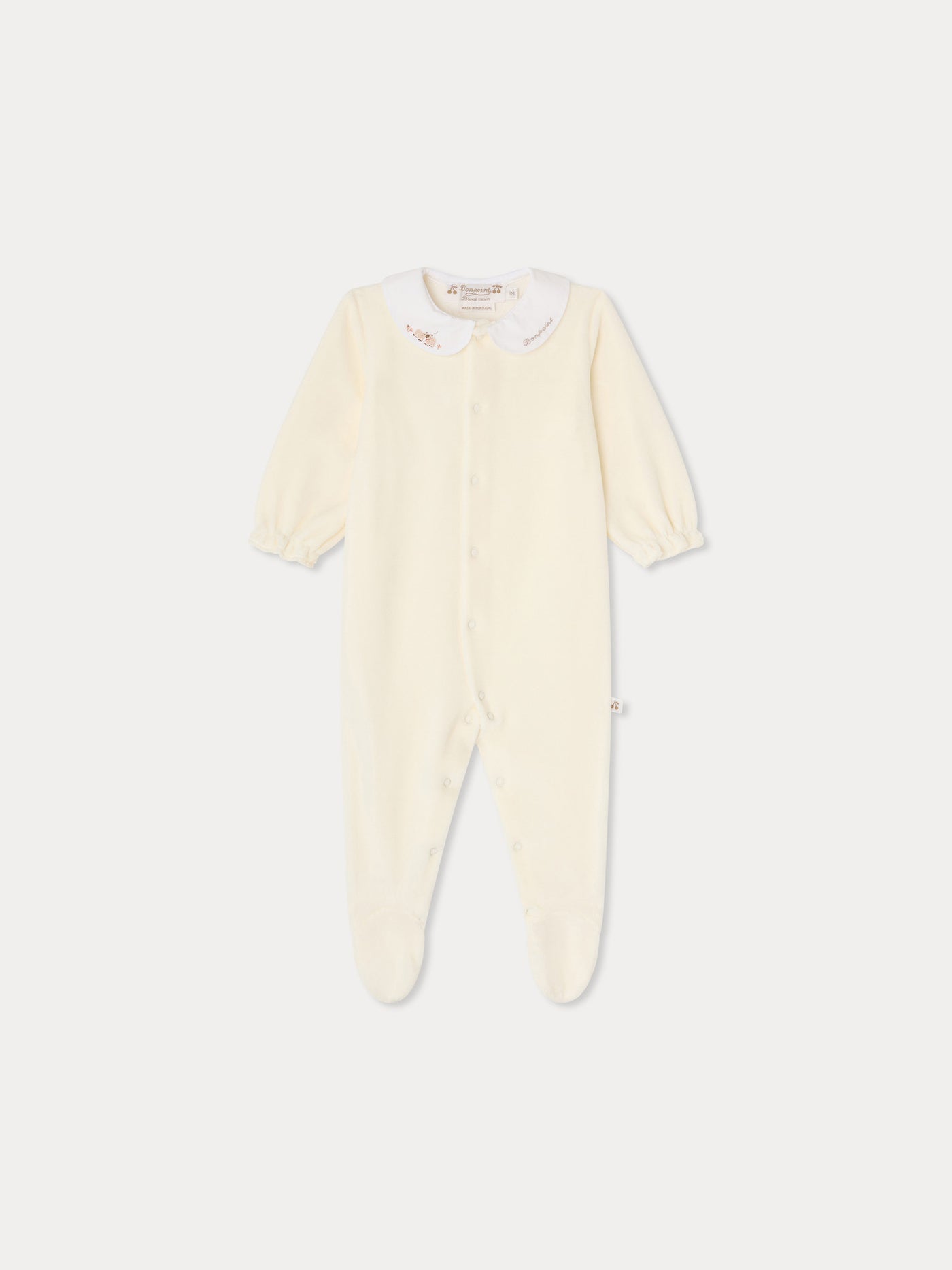 Pyjama Tintina mit bestickten Lämmern aus Bio-Baumwollsamt