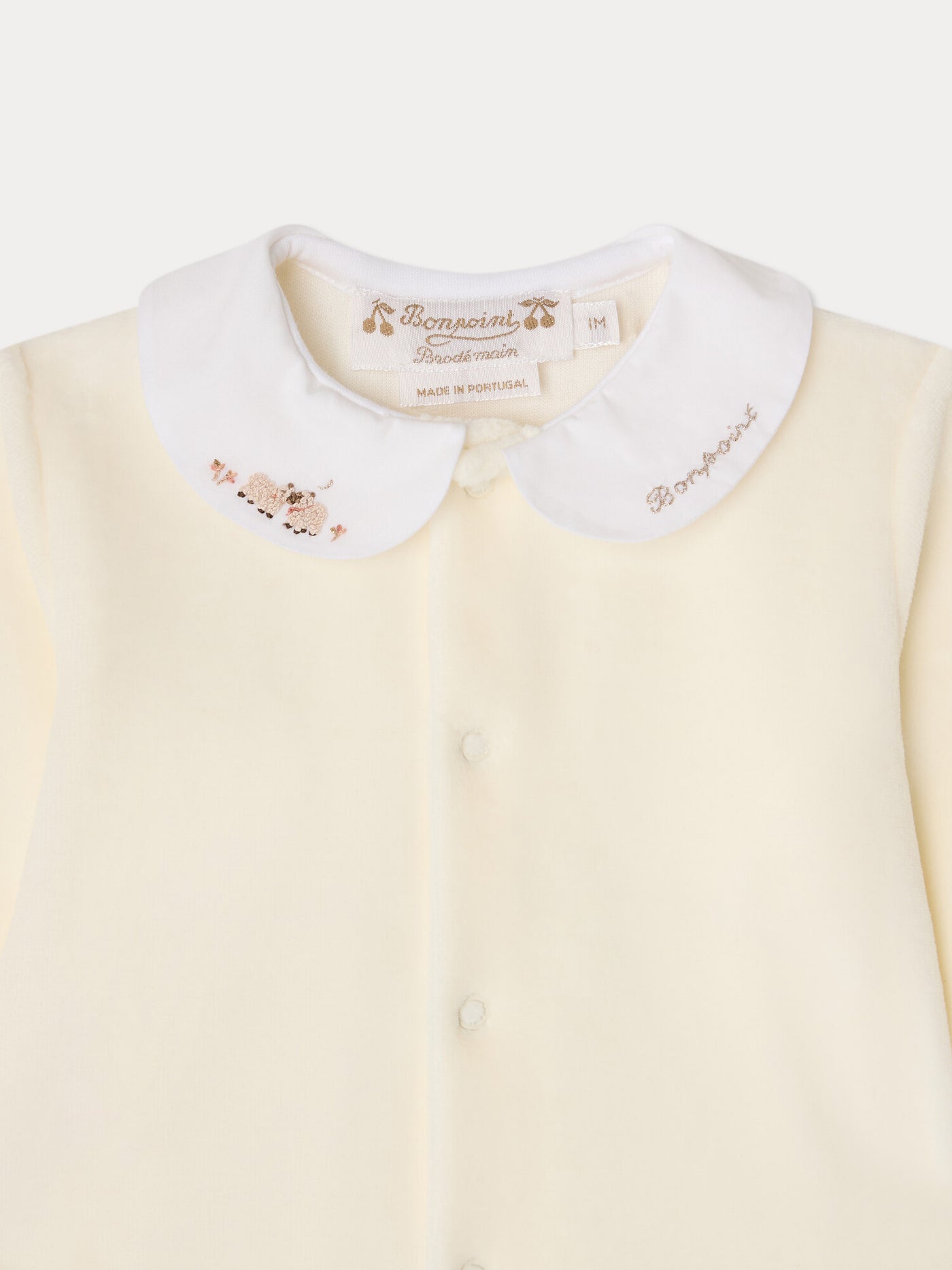 Pyjama Tintina mit bestickten Lämmern aus Bio-Baumwollsamt