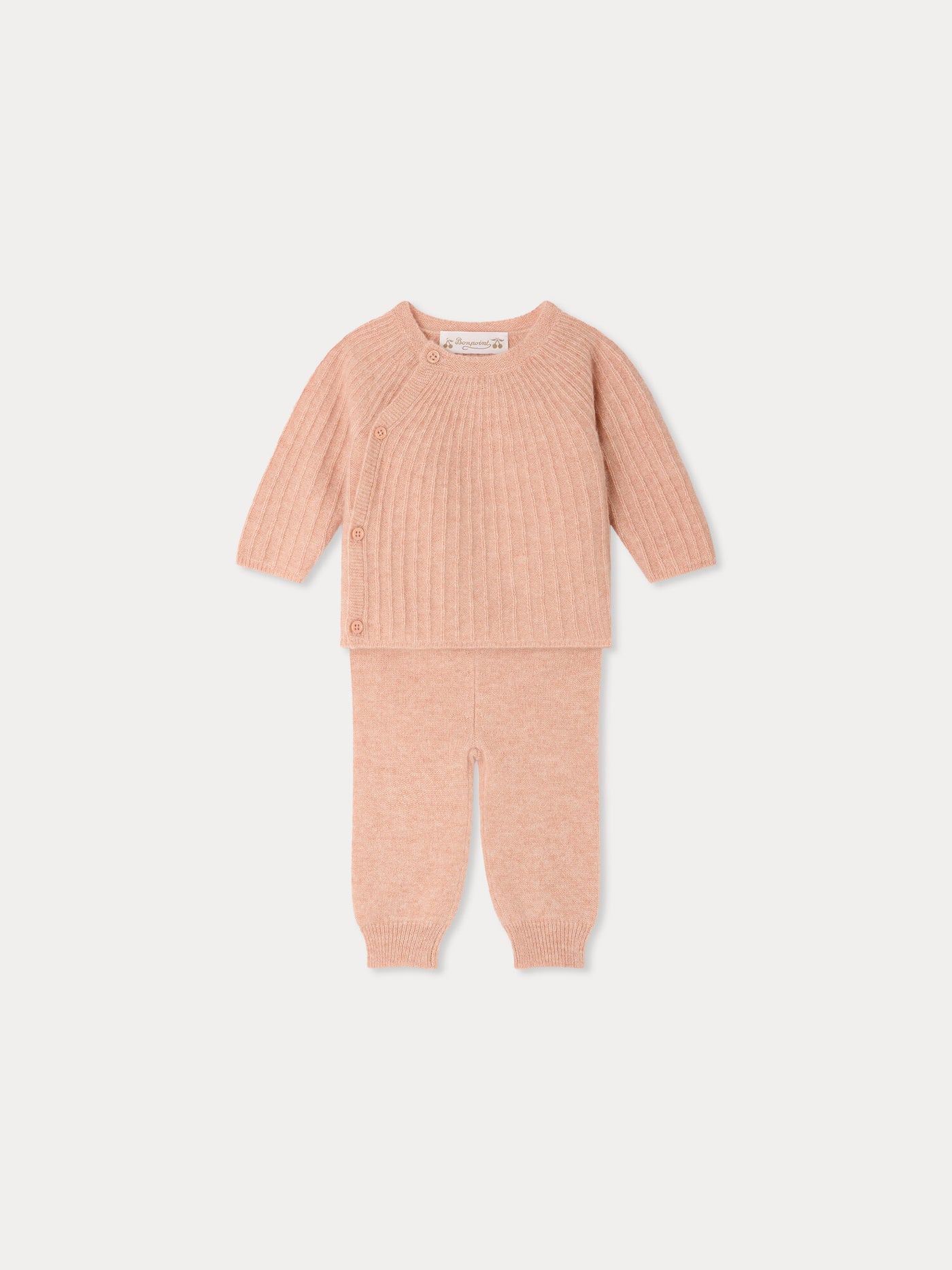 Ensemble Ging rose à point fantaisie en cachemire