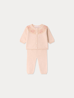 Set Jenny mit Rundhalskragen und Kirsch-Jacquard
