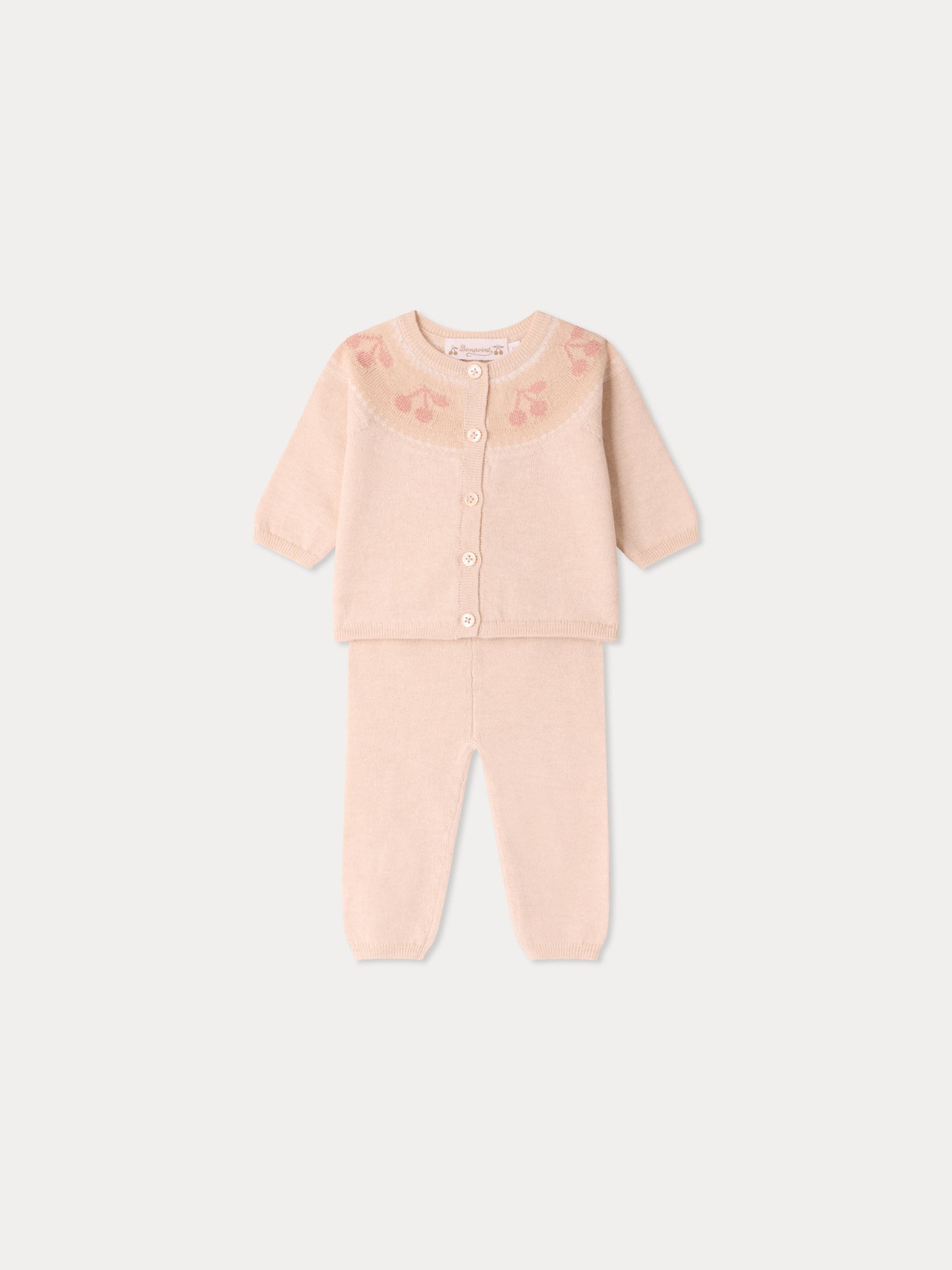 Ensemble Jenny col rond jacquard cerise