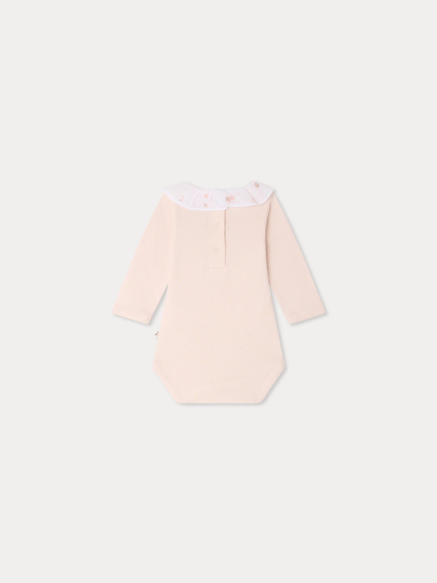 June bodysuit with hand embroidered flowers in organic cotton