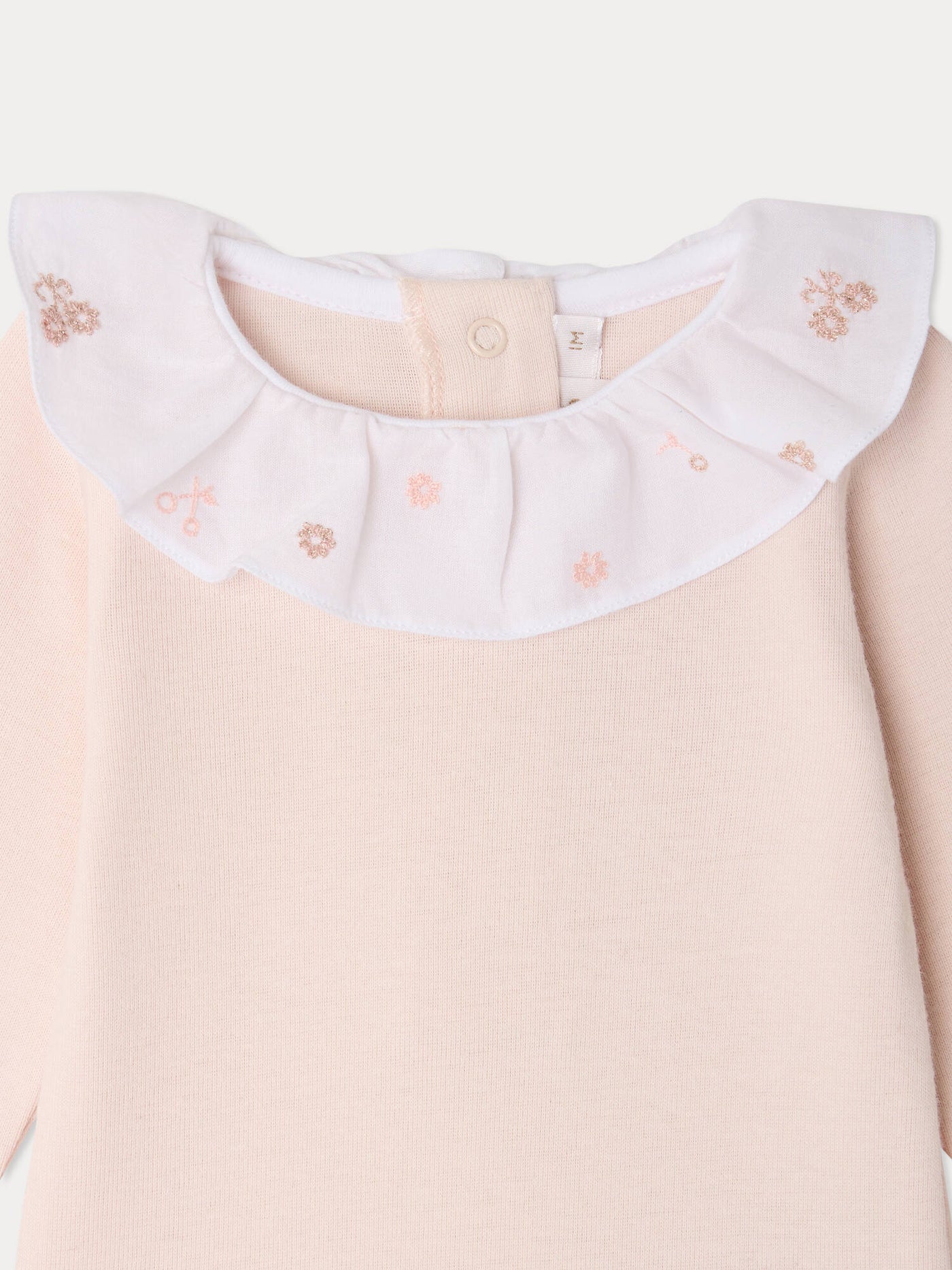 June bodysuit with hand embroidered flowers in organic cotton