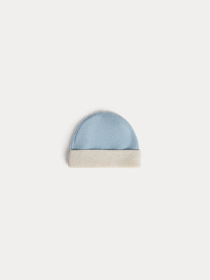 Bonnet Darbo bleu bicolore à revers en cachemire
