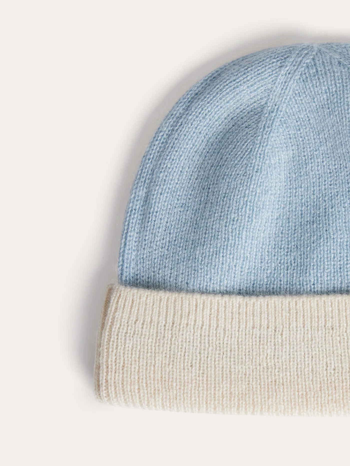 Bonnet Darbo bleu bicolore à revers en cachemire