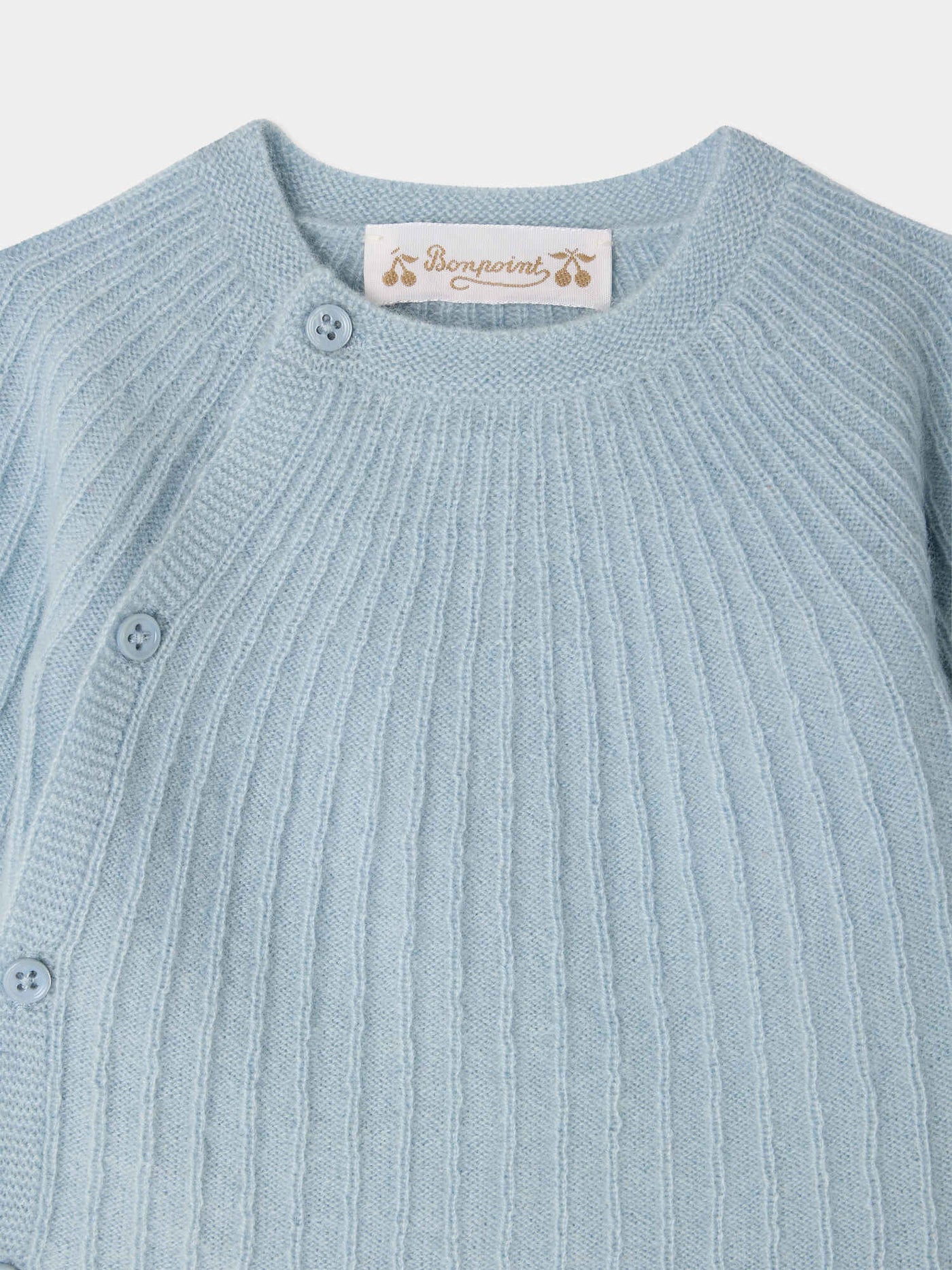 Set Ging blau mit Fantasie-Strickmuster aus Kaschmir
